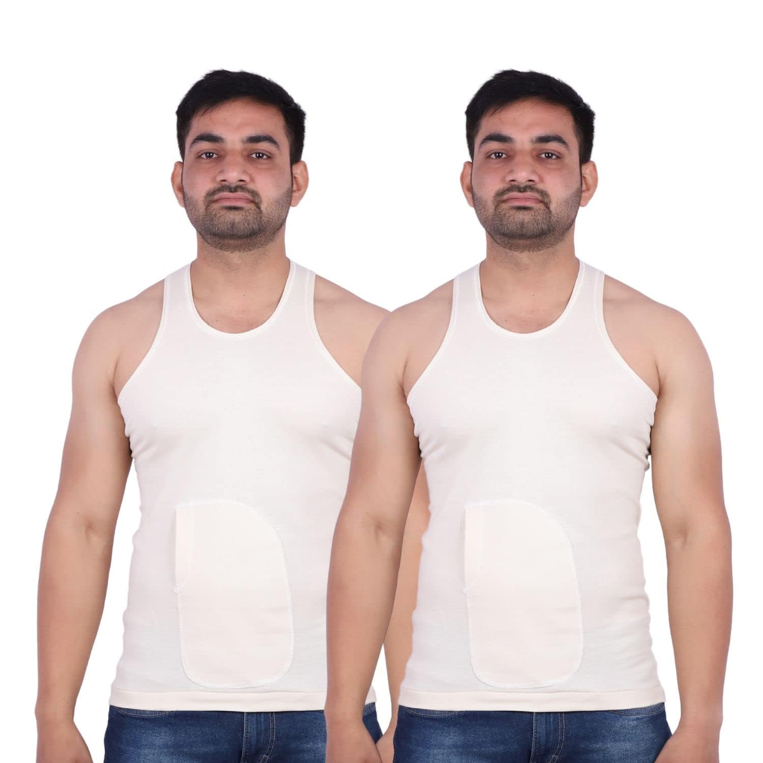 avishiti Men's Cotton Pocket Sandow Vest – Sleeveless Baniyan| Comfortable, Regular Fit Innerwear for Daily Use-picture-29