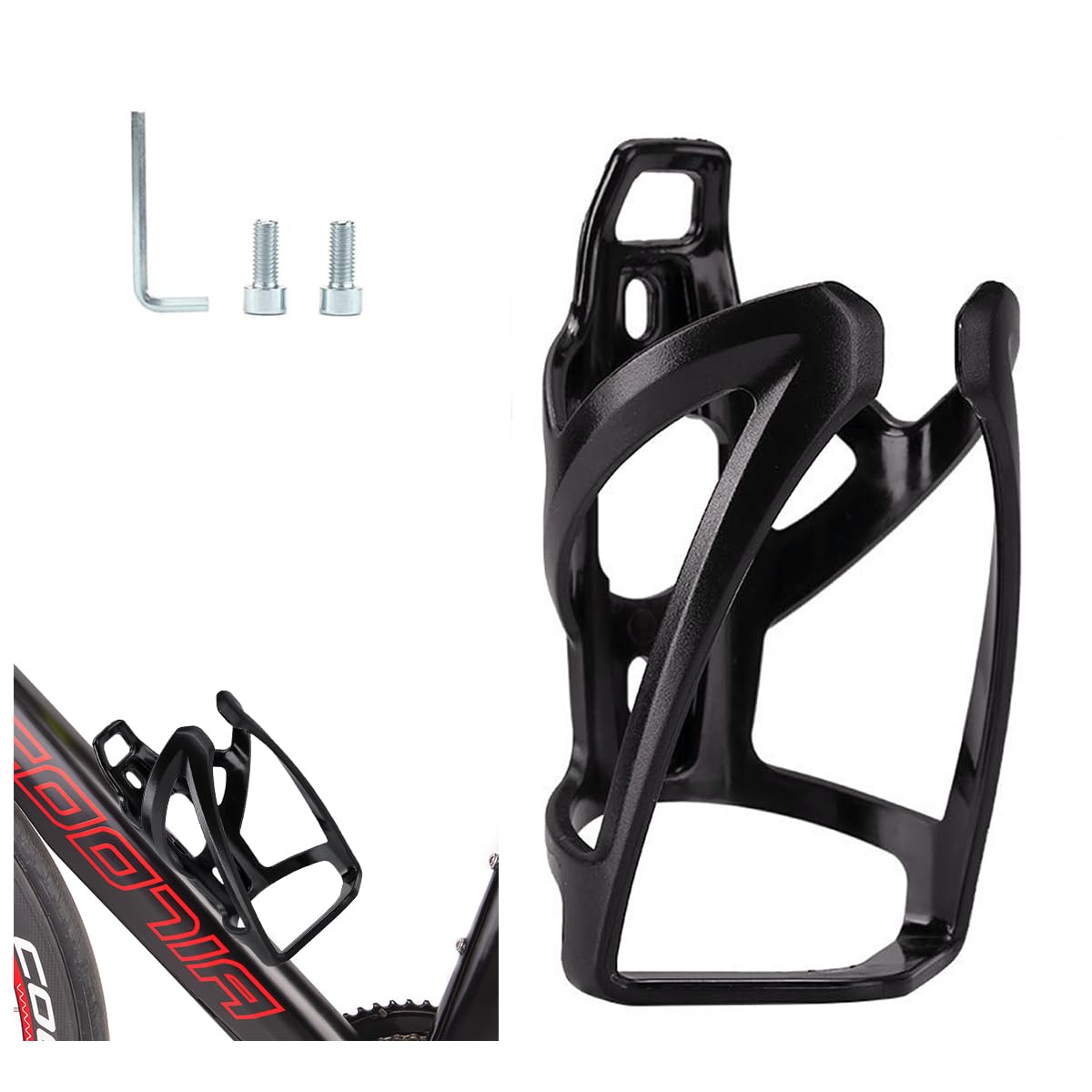 Ruayia Bike Water Bottle Cage, Mountain Bicycle Bottle Holder with Screws, Bicycle Cup Holder, Cycling Bottle Holders for Road Bike and Mountain Bikes Accessories - Black — image 1