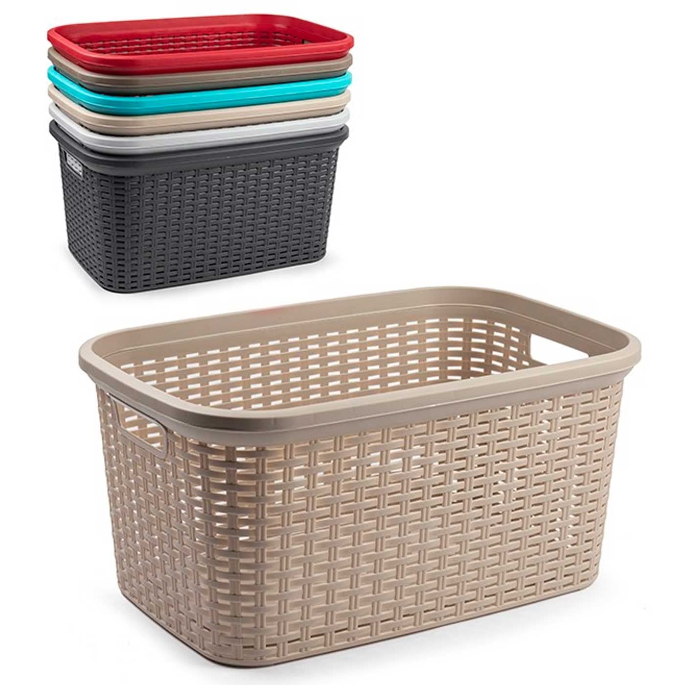 Cesta para la Ropa Sucia AC Rin Rattan 25x53x36 cm Plástico Almacenamiento Color Surtido