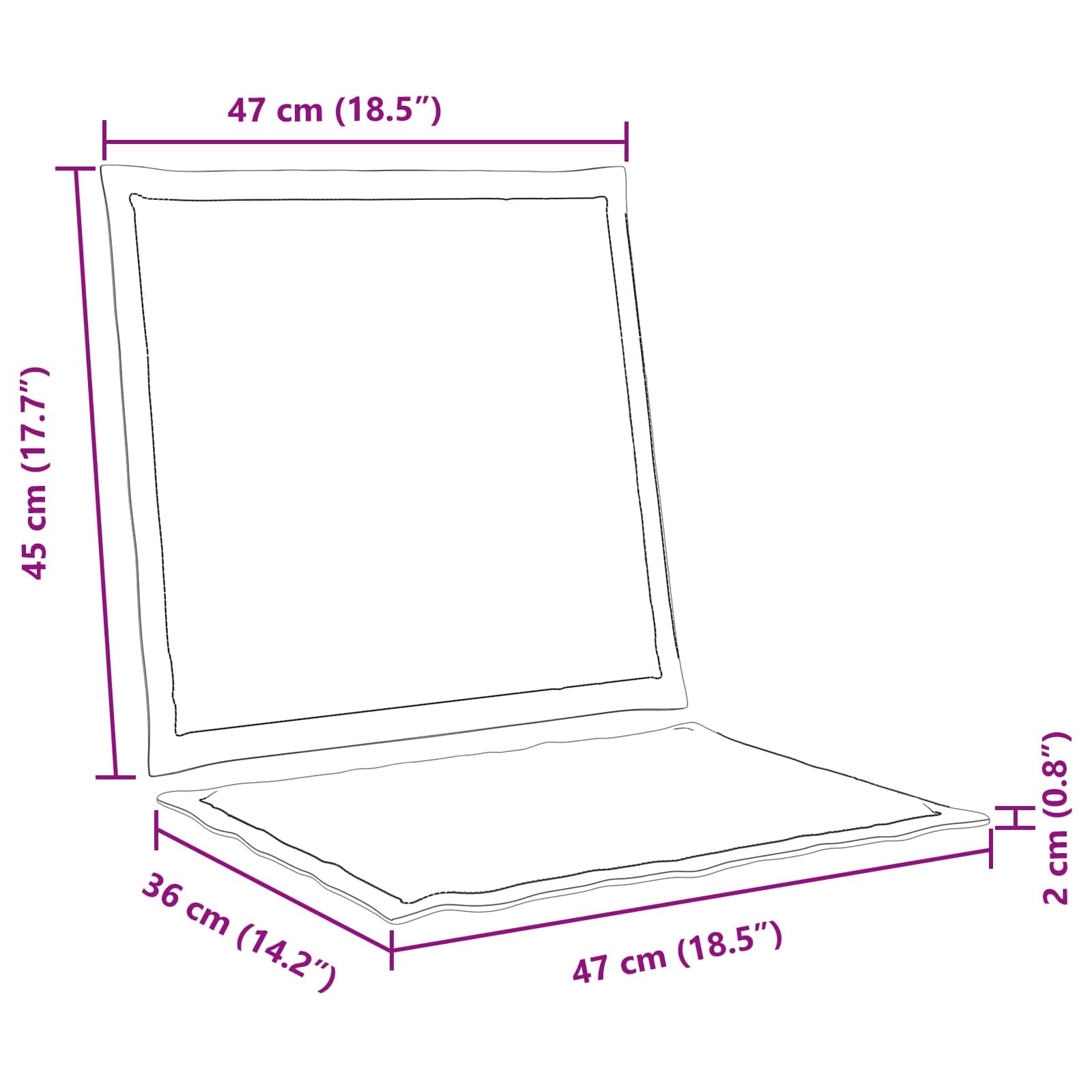Cojín para asiento y respaldo de poliéster, 47 x 45 x 2 cm, 4 piezas con bandas antideslizantes para jardín, terraza, balcón, oficina, cojín ergonómico y cojín de asiento