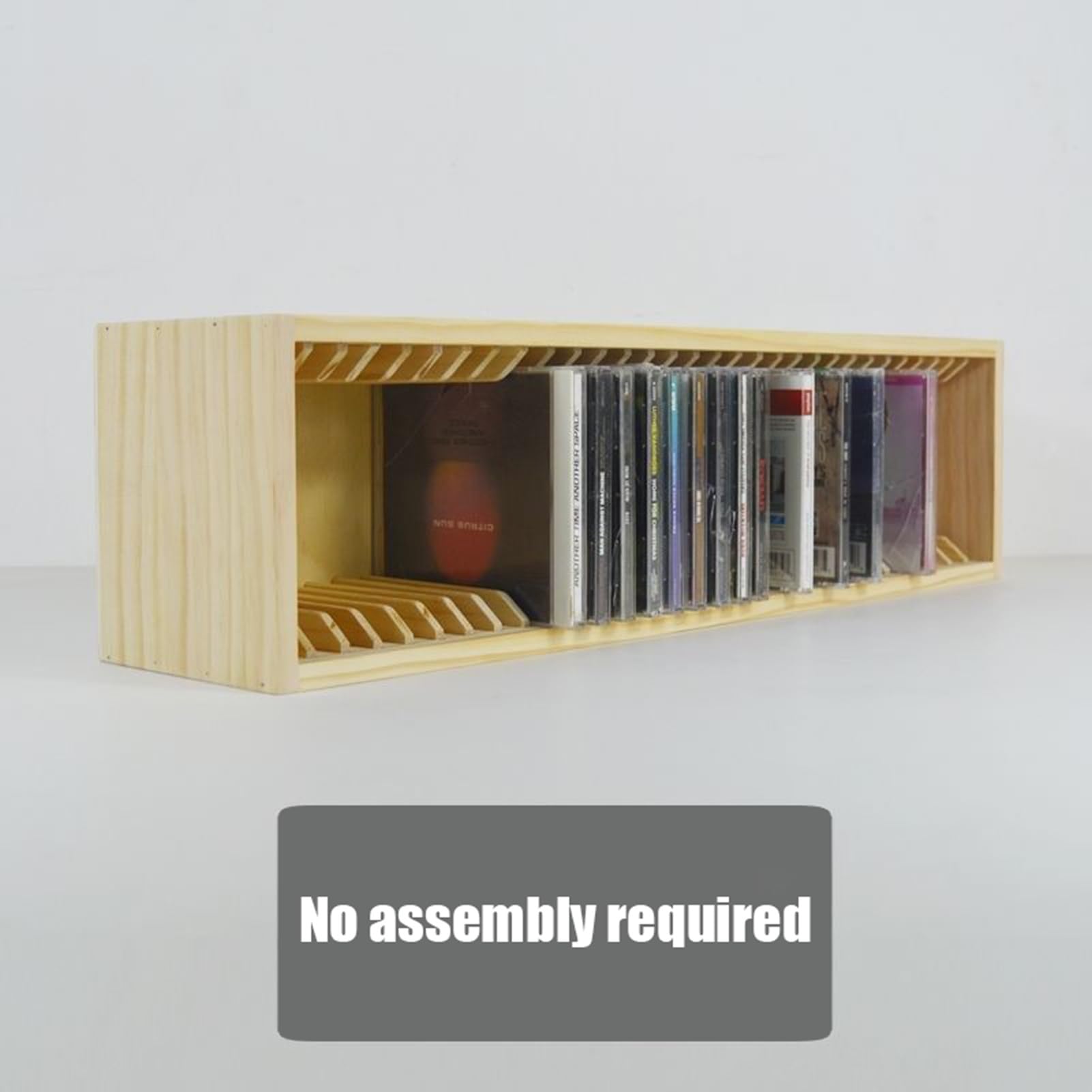 Soporte para CD de pino natural, caja de almacenamiento para 31 estuches estándar de joyas, soporte de escritorio para DVD, películas y discos de juego, estante elegante
