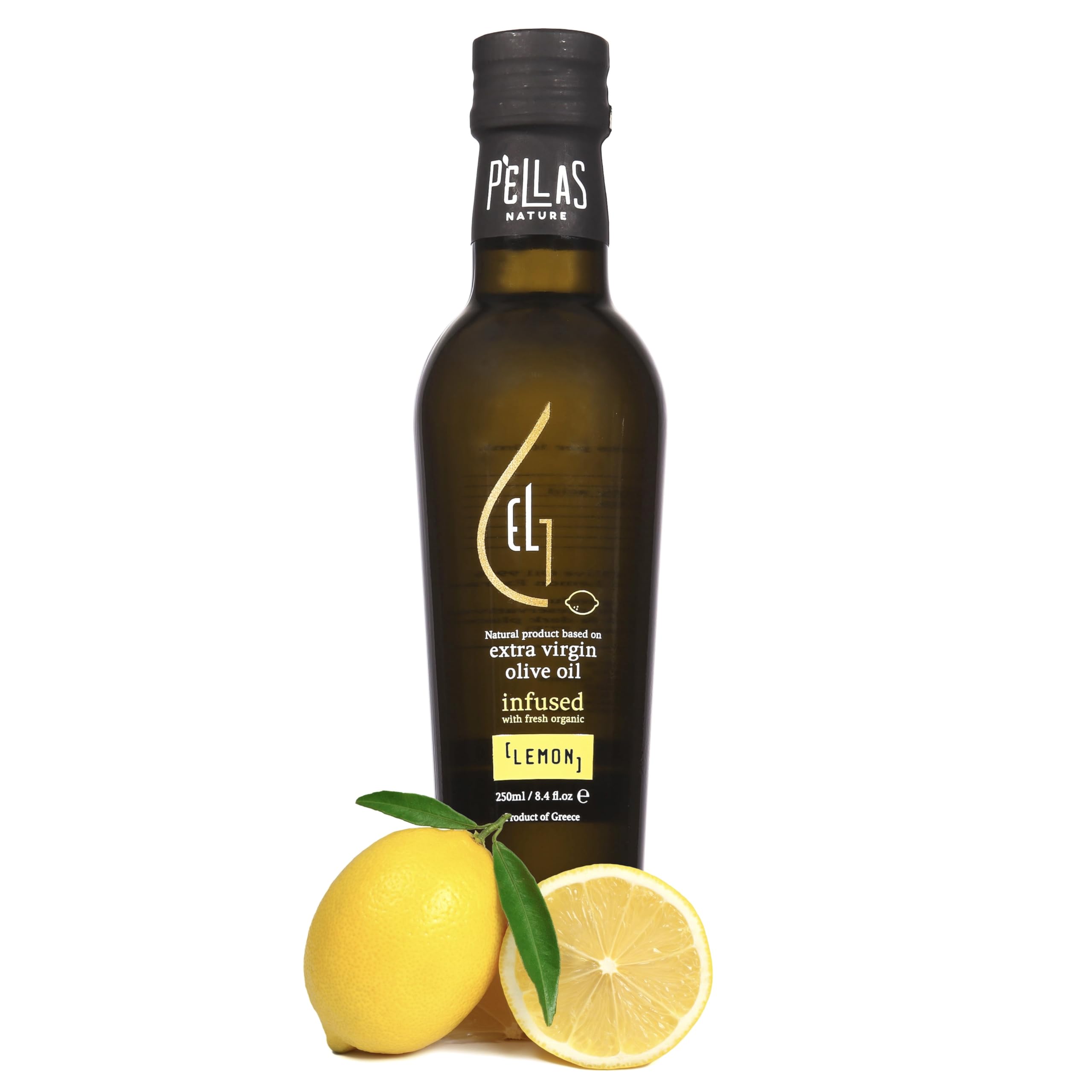 Organic Lemon Infused Extra Virgin Olive Oil – 8.45 oz French Glass Bottle | Single Origin Ultra Premium Gourmet Cooking Oil, Heart Healthy & Natural Flavor