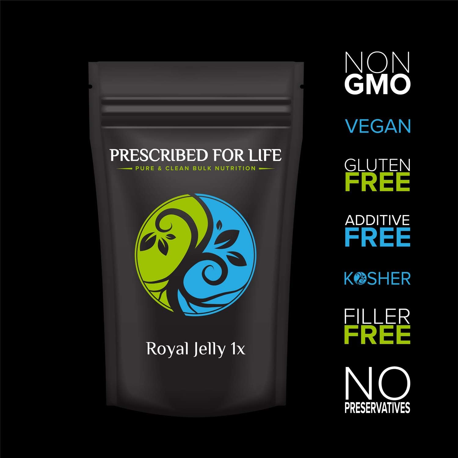 Prescribed For Life Royal Jelly Powder 1x Concentrate | Honey Bee Milk Powder | Natural, Non-GMO, Gluten Free, Kosher, No Fillers | Naturally Rich in Nutrient B Vitamins & Trace Minerals, 1 kg : Health & Household