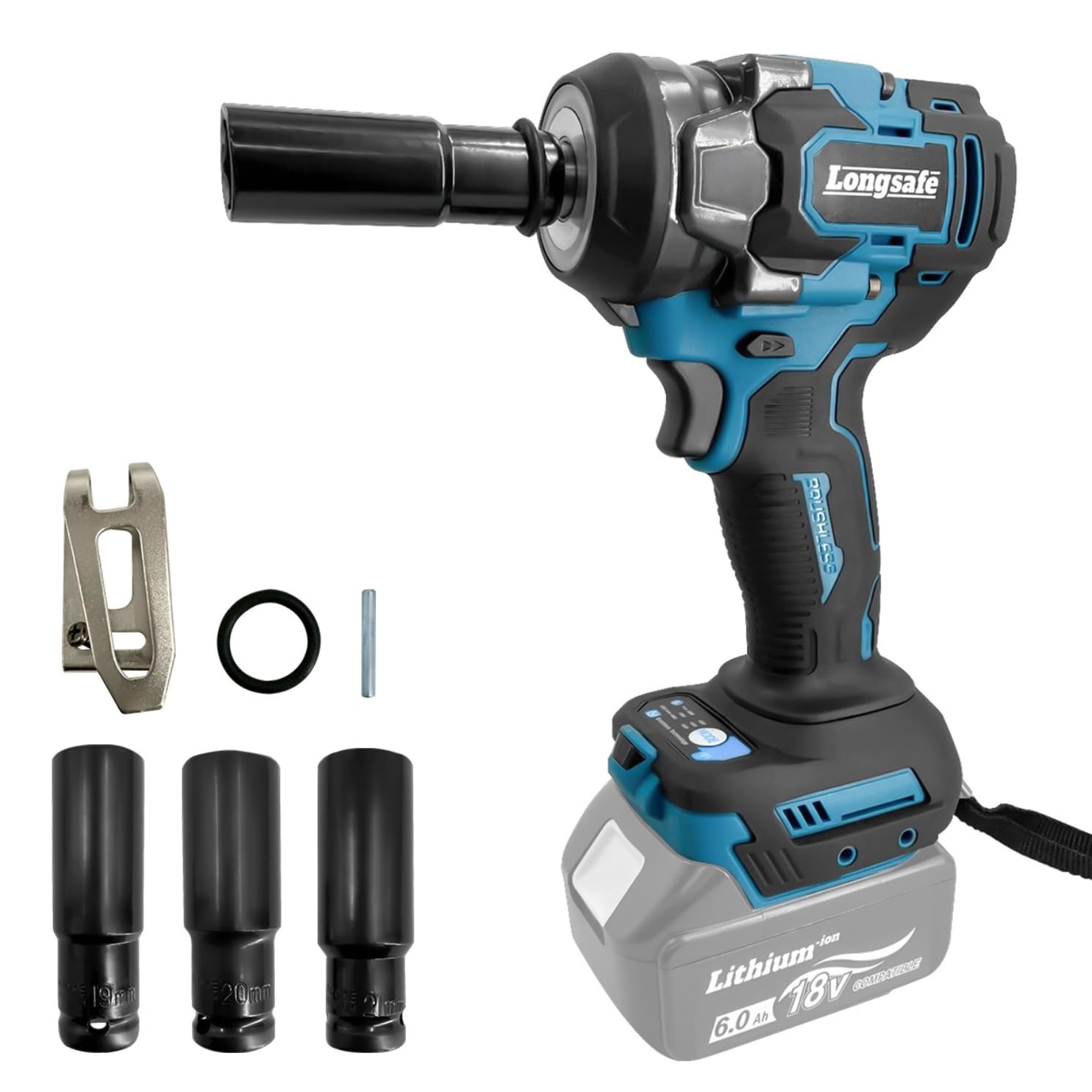 マキタ 互換 充電式 インパクトレンチ 450N ブラシレスモーター リングライト 搭載 タイヤ交換 電動 コードレス 18V バッテリー対応 本体のみ Lon