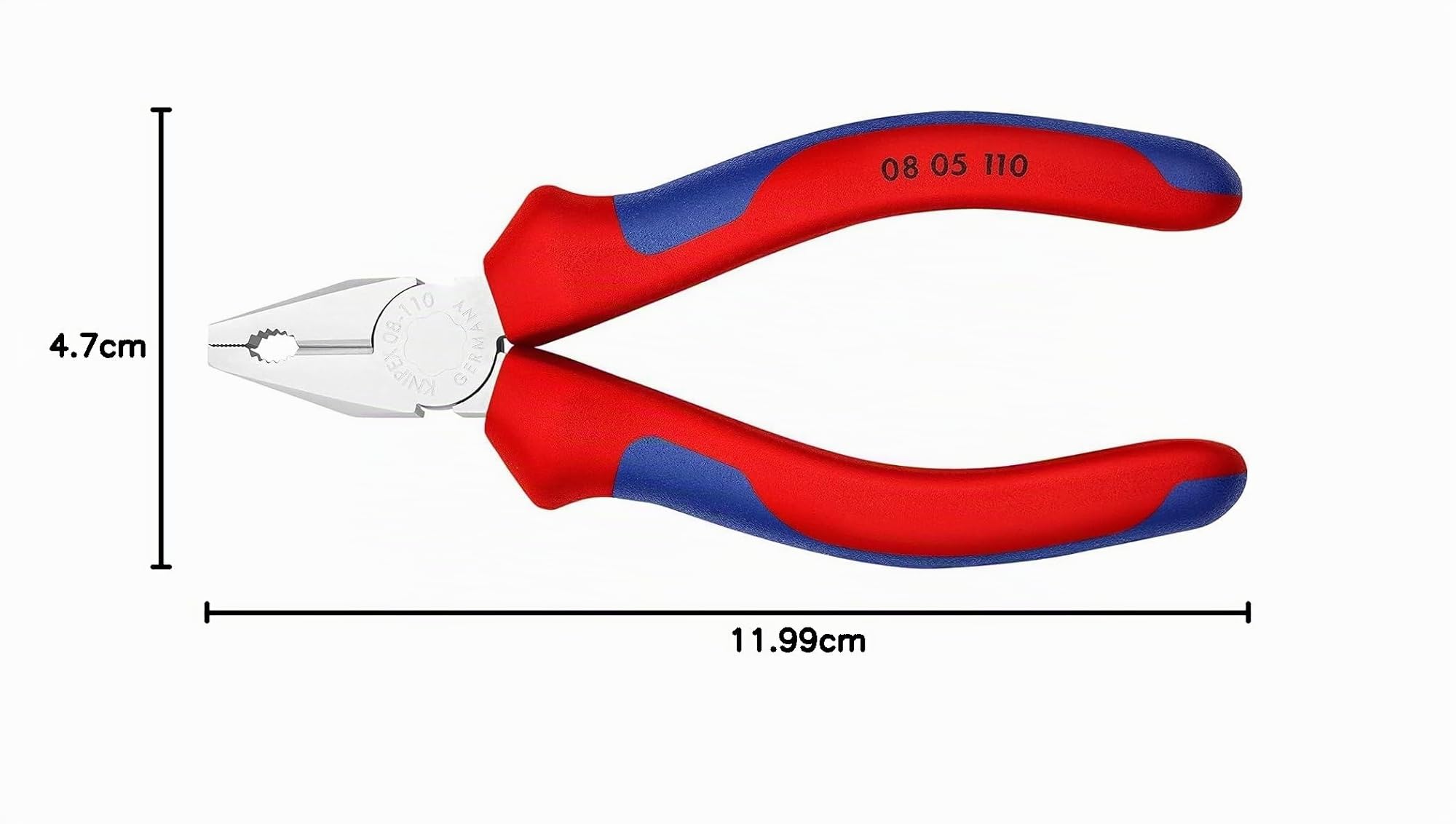 KNIPEX Mini-Kombizange verchromt mit Mehrkomponenten-Hüllen 110 mm, 08 05 110