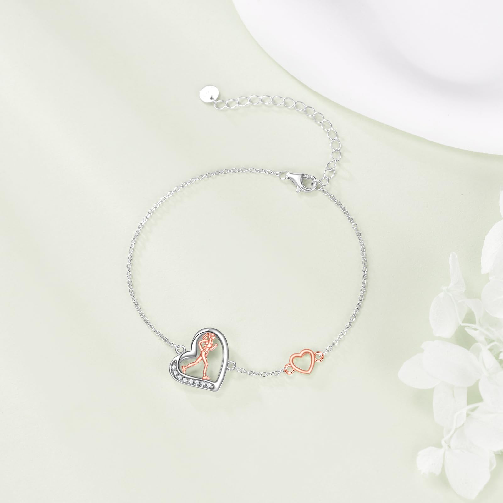 YFN Bracciale Sportivo 925 Argento Sterling Bracciale Sportivo Hobby Cuore Gioielli Regalo per Atleti Signore