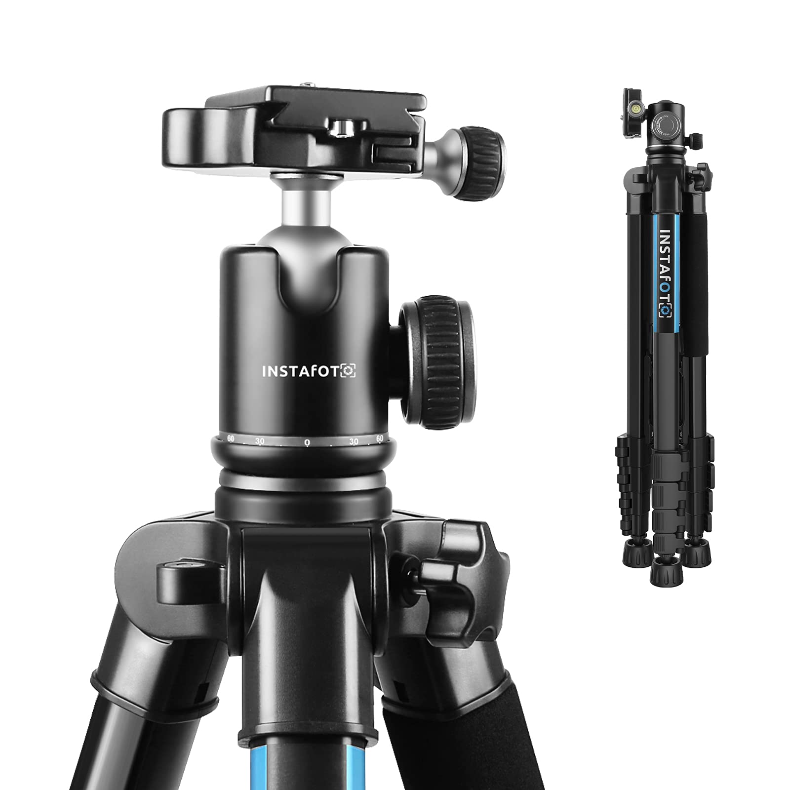 Photo 1 of Instafoto 74'' Camera Tripod with Full Aluminum Ball Head, DSLR Tripod for Camera Canon Nikon with Quick-Release Plate, Phone/Tablet Holder & Carry Bag, Max. Load 17.6 lbs/ 8 kg