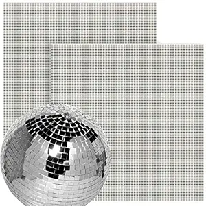 BcPowr 3600PCS Self-Adhesive Mini Square Glass Mirrors Mosaic Tiles, Real Glass Craft Mini Square & Round Mirrors Mosaic Tiles for Disco Ball and DIY Craft Decoration,0.5 x 0.5 cm