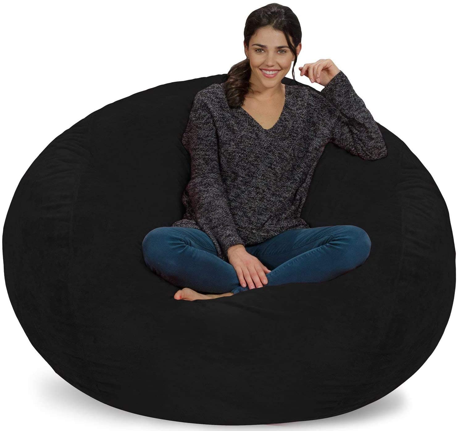Nest Bedding Giant Bean Bag Chair 4ft Large for Indoor Living Room Gamer Bean Bag, Cushion Lounger (Without Foam - 4Ft, Black) 1 1