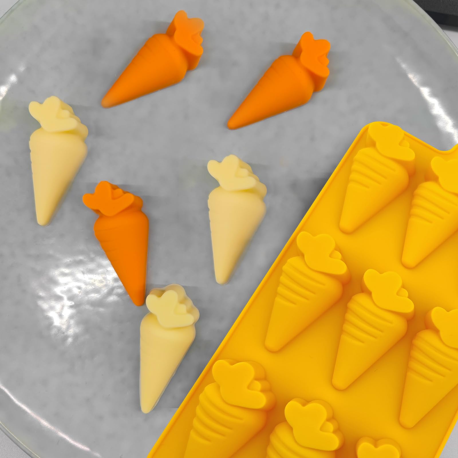 BFJ Carrot Chocolate Moulds 2pcs Easter Silicone Candy Moulds Carrot Shape for Ice Cube Resin Cupcake Decoration - Image 4