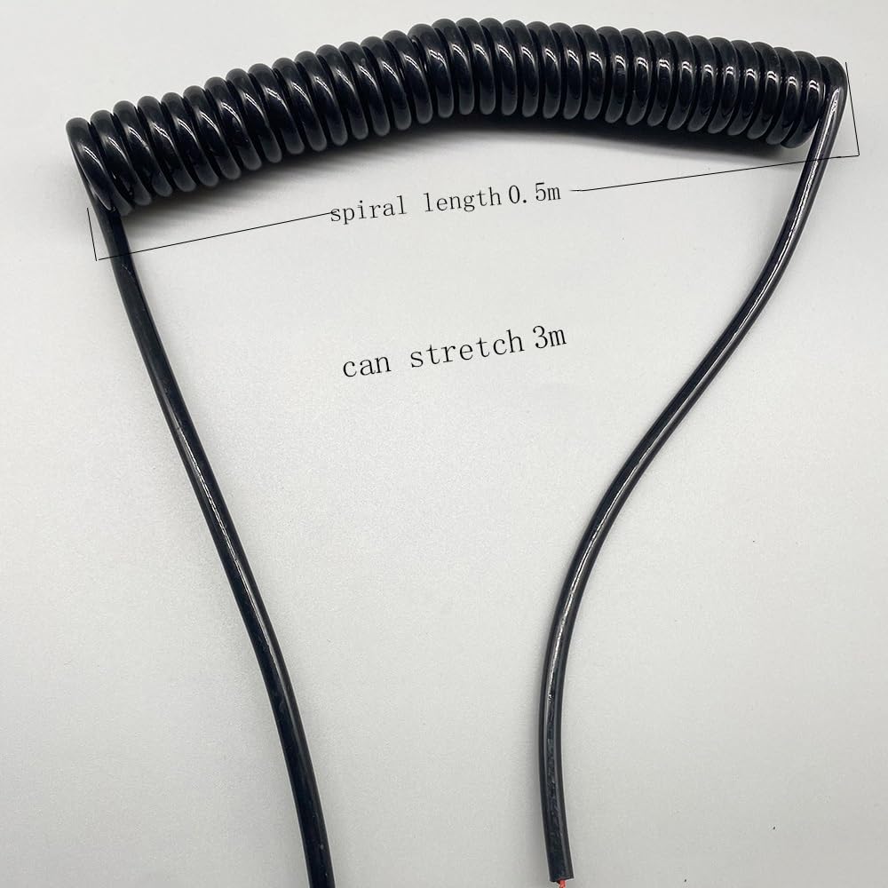 6-adriges, blankes Spiralkabel aus 2,5 mm² Reinkupfer mit hoher Spiralwicklung, verschleißfest und zugfest(2.5mm2 13AWG Stretch 3 Meter)
