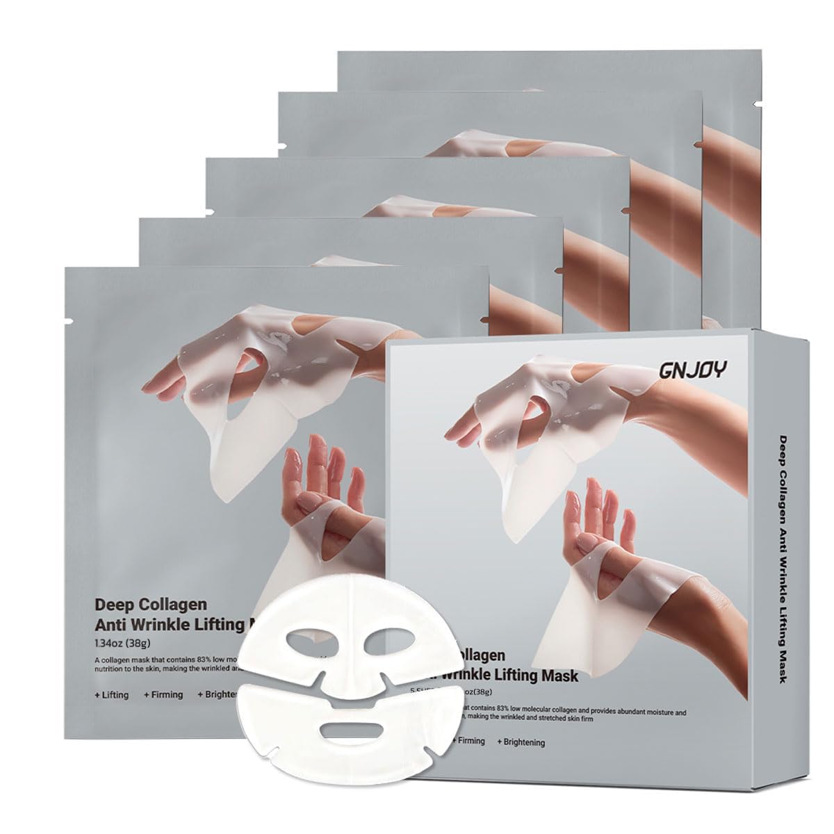 Collagen Face Mask Deep Collagen Anti Wrinkle Lifting Mask Collagen Face Mask Overnight, Collagen Real Deep Mask for Lifting, Firming, Moisturizing – 38g x 5ea Collagen Face Mask Deep Collagen Anti Wrinkle Lifting Mask Collagen Face Mask Overnight, Collagen Real Deep Mask for Lifting, Firming, Moisturizing – 38g x 5ea