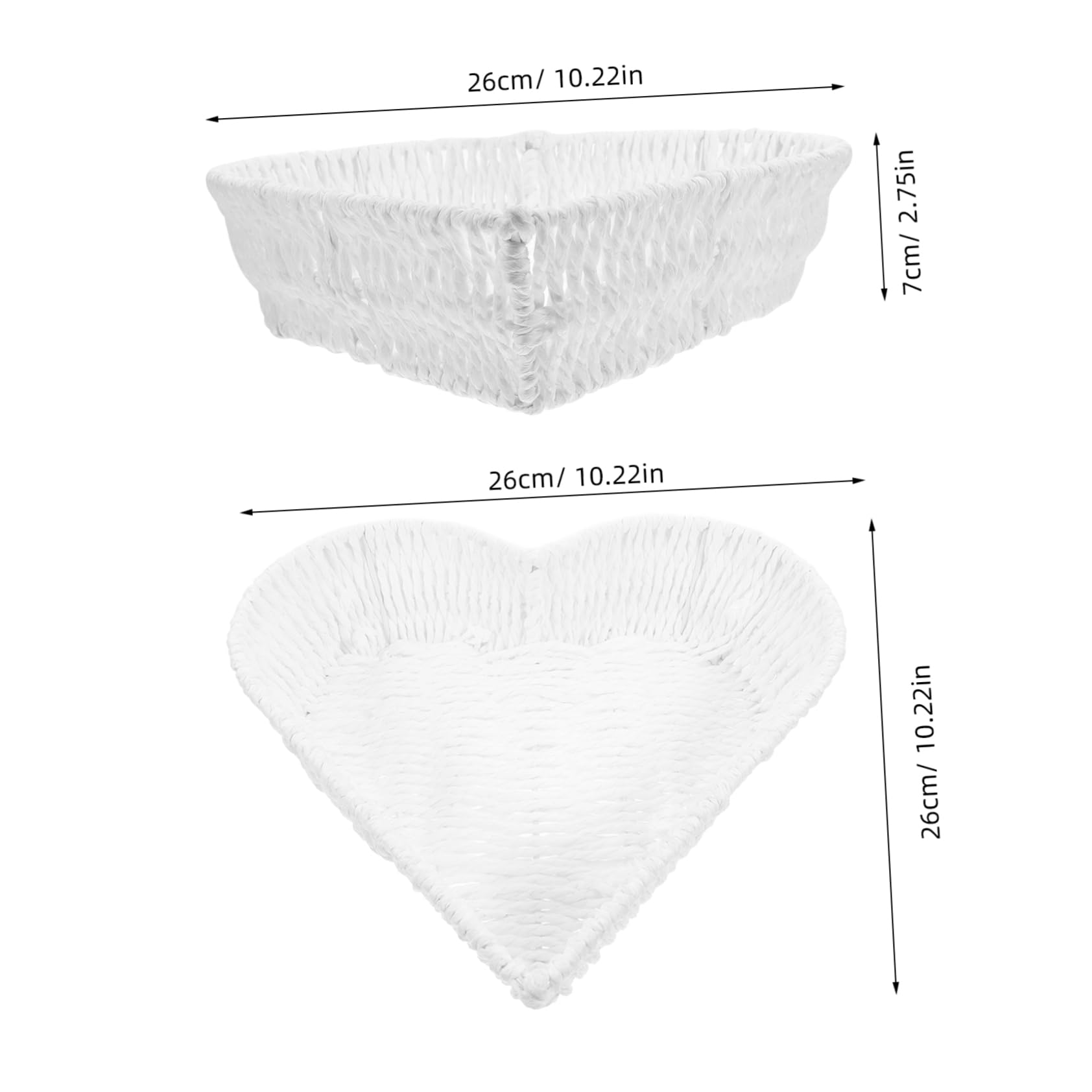 SOLUSTRE Shaped Storage Basket Paper Rope Rattan Wicker for Fruits Snacks Valentines Day