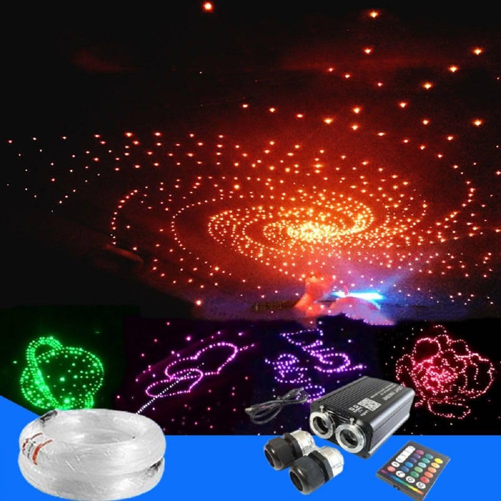 Sponsored Ad - 32W Dual Head with Shooting Star RGBW APP + Remote Control Fibre Optic Light Kit 1100pieces (900+200pc) 0.03in/0.06in 9.8ft Fibre for Decoration in Ceiling Home and Car
