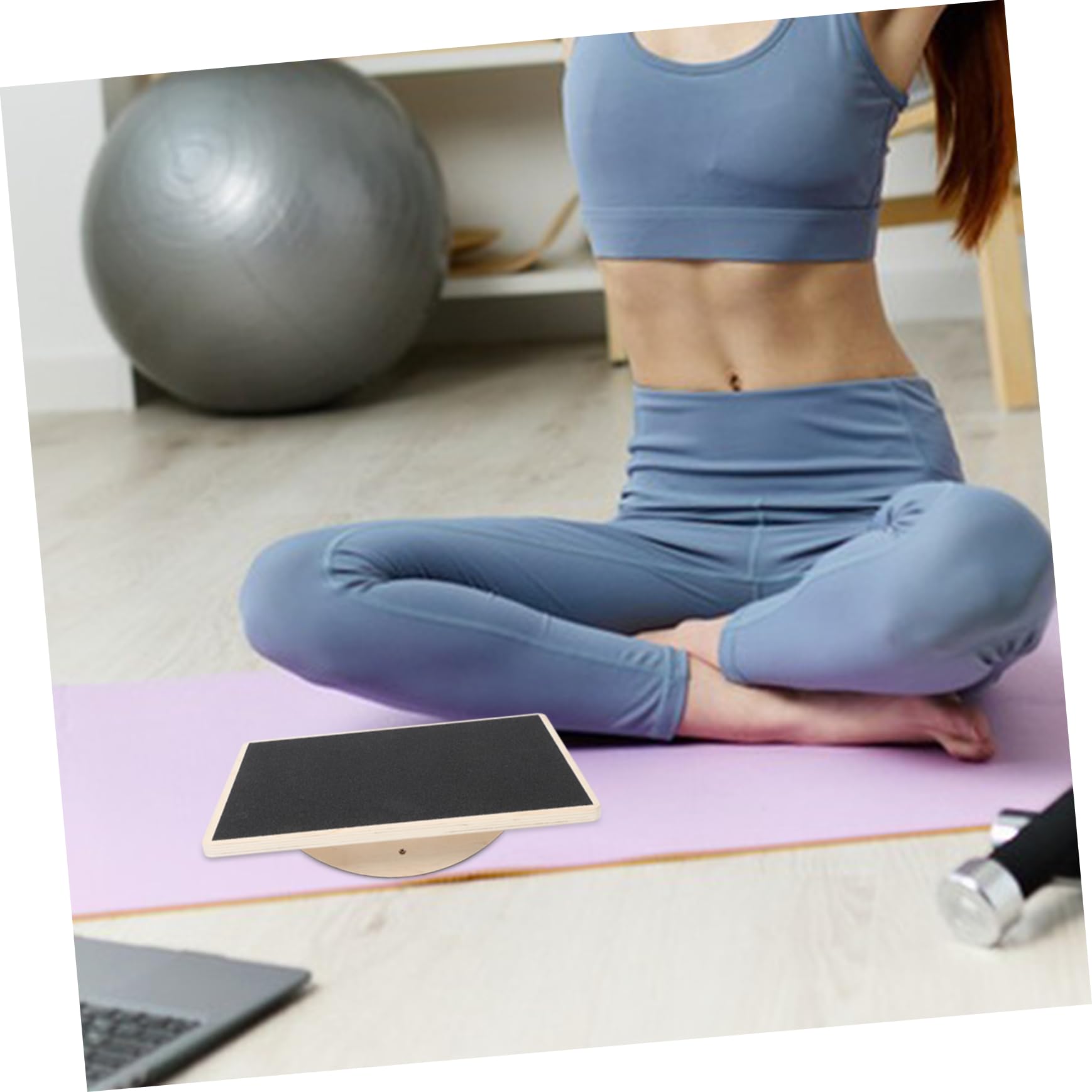Tavola Bilanciamento Yoga Rettangolare in Legno per Adulti | Allenamento Coordinazione e Stabilità, Superficie Antiscivolo, Uso Home Gym