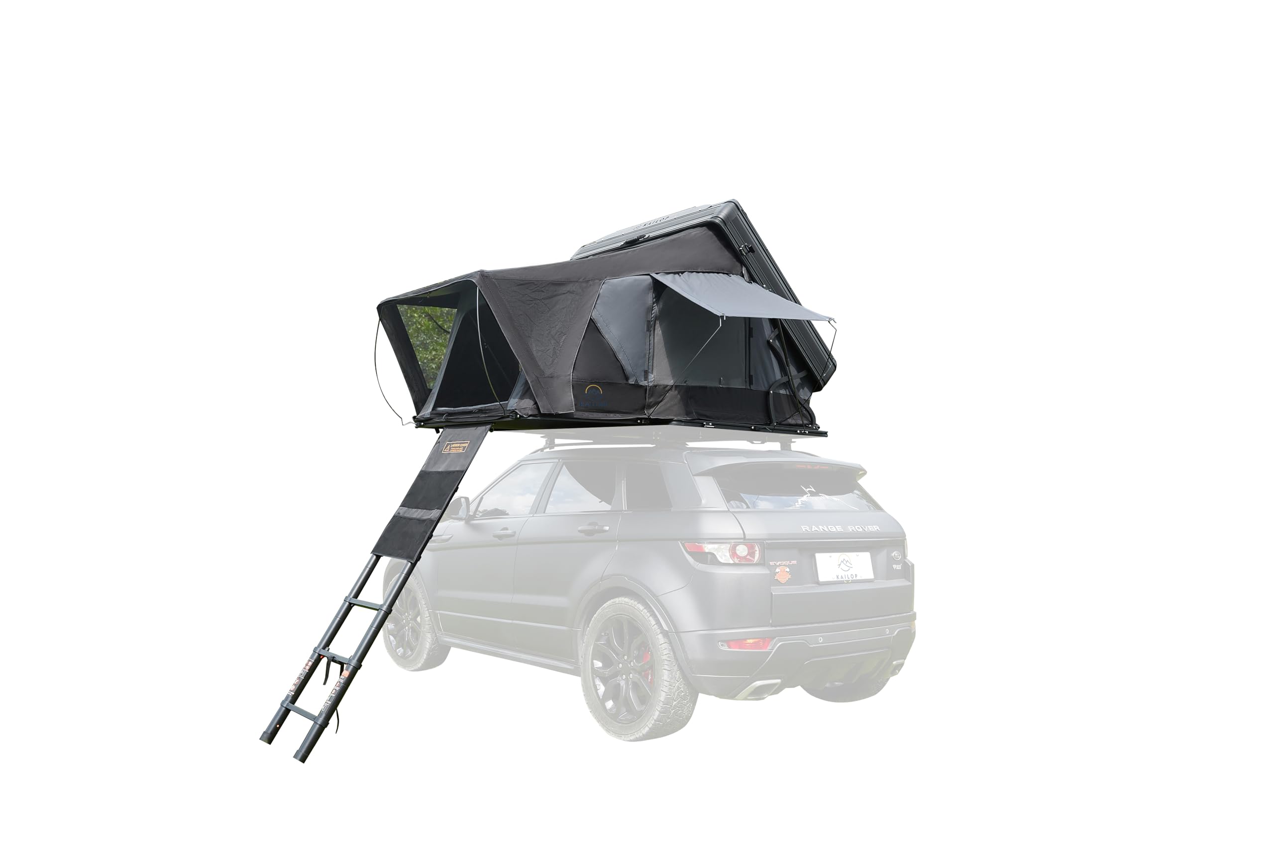 Tente de Toit à Coque Dure KAILOP KOP 2.0, auvent Ripstop 200 g, fenêtres en Maille 125 g, poteaux hydrauliques à air Allemand, PU5000+ imperméable, Protection Solaire UV50+, Taille Ouverte 215 x 133