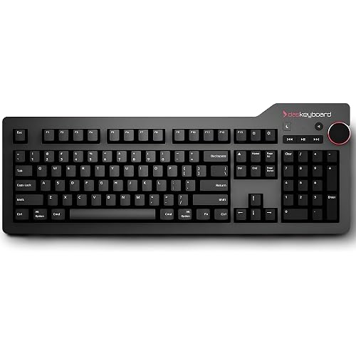 Das Keyboard 4 Professional for Mac Wired Mechanical Keyboard, Cherry MX Brown Mechanical Switches, 2-Port USB 3.0 Hub, Volume Knob, Aluminum Top (104 Keys, Black)
