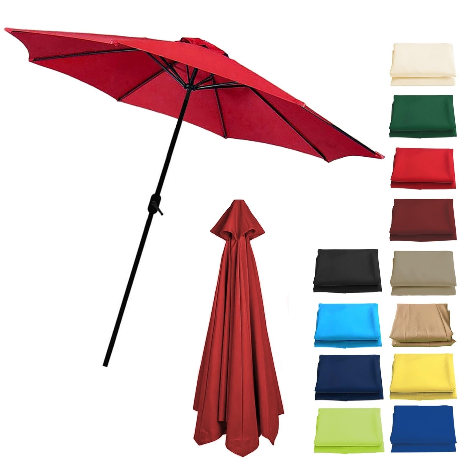 Replacement Parasol Canopy Sun Umbrella For 2/2.7/3.0m-6/8 Arms, Waterproof Outdoor Garden Canopy, Beach Parasols Covers, Fabric Sun Shade Top Only(Red,(6Rib) 3.0m/118in)