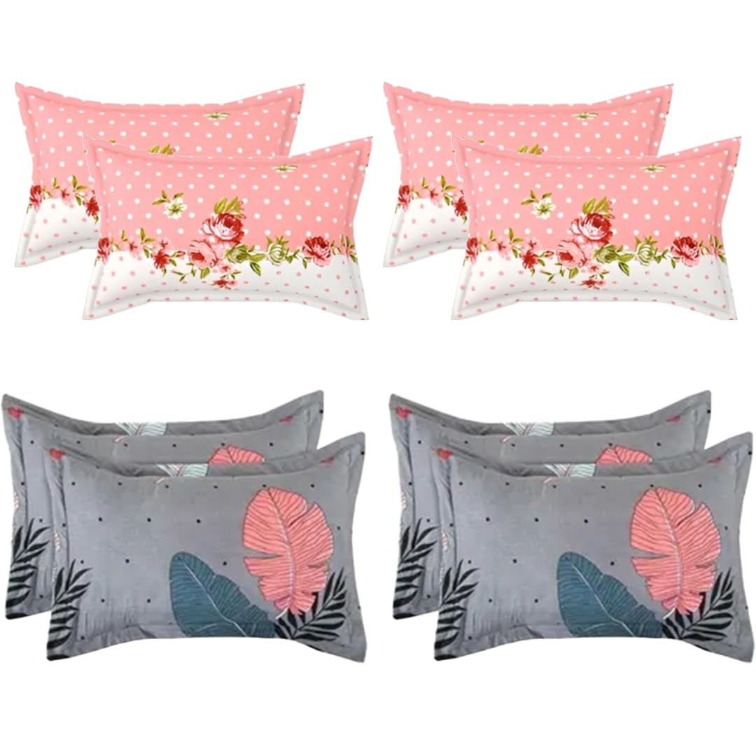 PRtrend Premium Present Designer Printed Cotton Blend Pillow Covers |17X27(Inches) Set of 4 Super Soft and Breathable Envelope Closure Pillow Cases (8, Pink & Gray) (B0DF69764K) Amazon Price History, Amazon Price Tracker