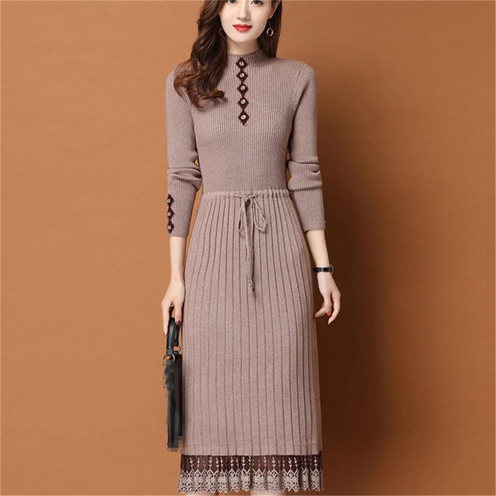 Suvoiier Otoño Invierno Vintage Encaje Vestido Mujeres Bodycon Fiesta Negro Vestido Maxi Vestido, azul, XXL