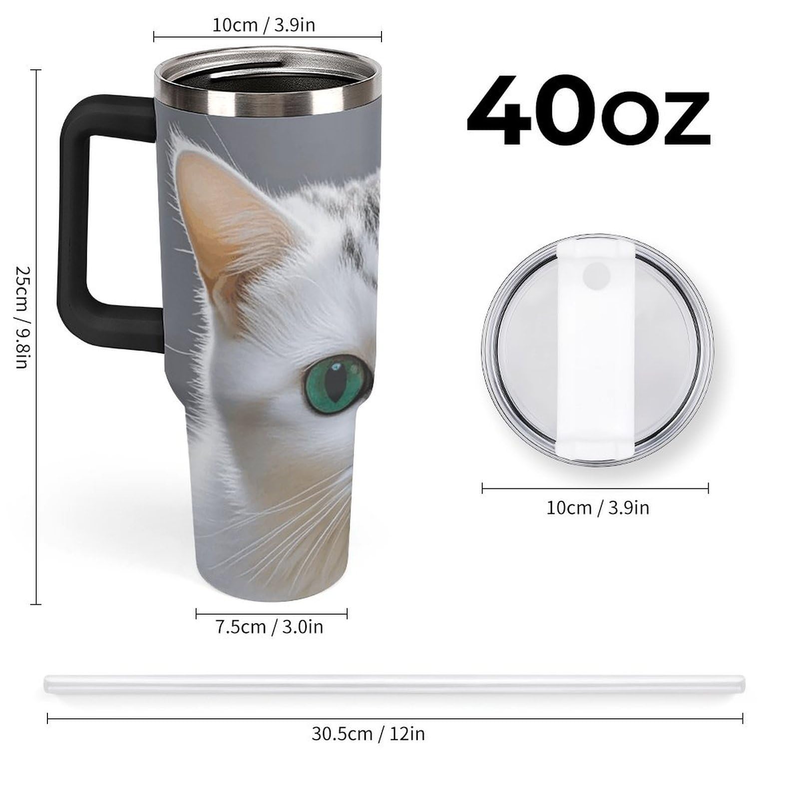 Gourde de voyage en forme de chat blanc