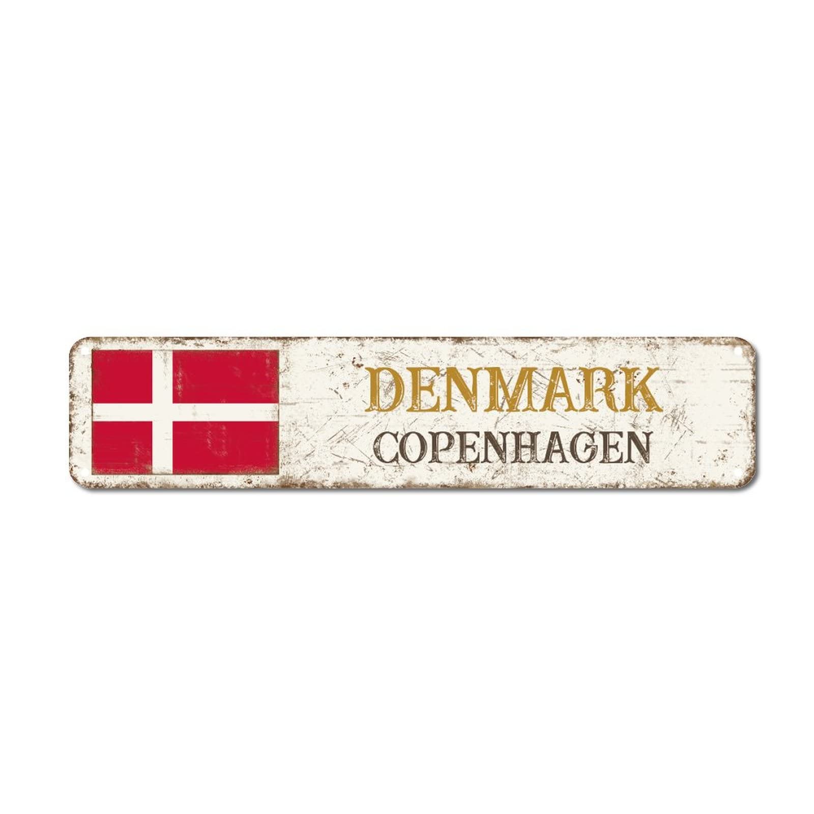 Denmark Tin Sign Copenhagen Aluminum Metal Sign National Flags Country Souvenir City Souvenir 4x18in Rust-Proof Sign for Bars Home Beer Man Cave Garage