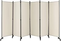 Vista 10 de GOFLAME Divisor de habitación plegable de 3 paneles, pantalla de privacidad enrollable de 6 pies con ruedas bloqueables, pantalla de partición