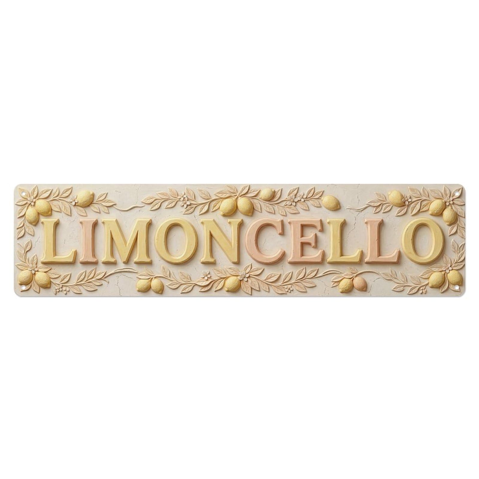 Limoncello Raw Plaster Kitchen Metal Tin Skinny Sign Plaque Wall Decor for Cafe, Club Bar, Office, Home Garden Metal Poster 4x16Inch