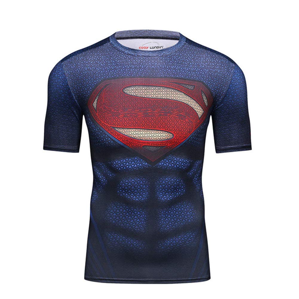 Short Sleeve Superhero Batman Dri Fit Workout Shirt Crewneck Mens