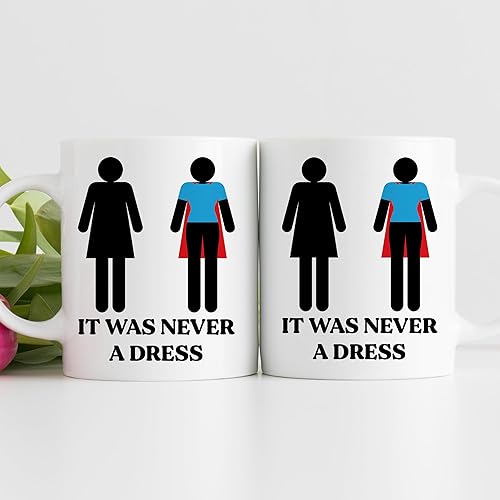 Miniatura 2 de -11Oz- Taza de café con texto en inglés "It Was Never A Dress", divertida taza de café feminista feminista, taza de regalo de empoderamiento para