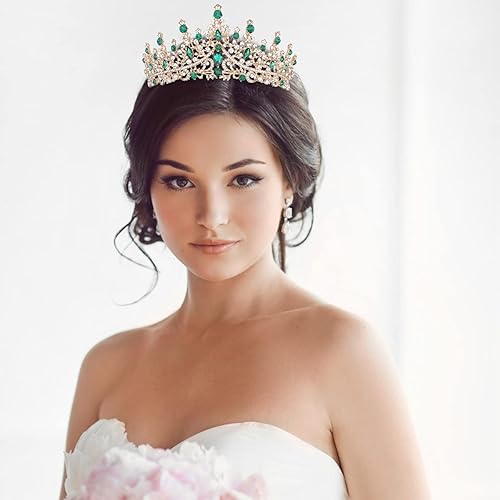 Miniatura 97 de TOBATOBA - Corona dorada para mujer, tiara de boda, corona de reina, corona de cristal, coronas de princesa real para ramos de flores, tocado
