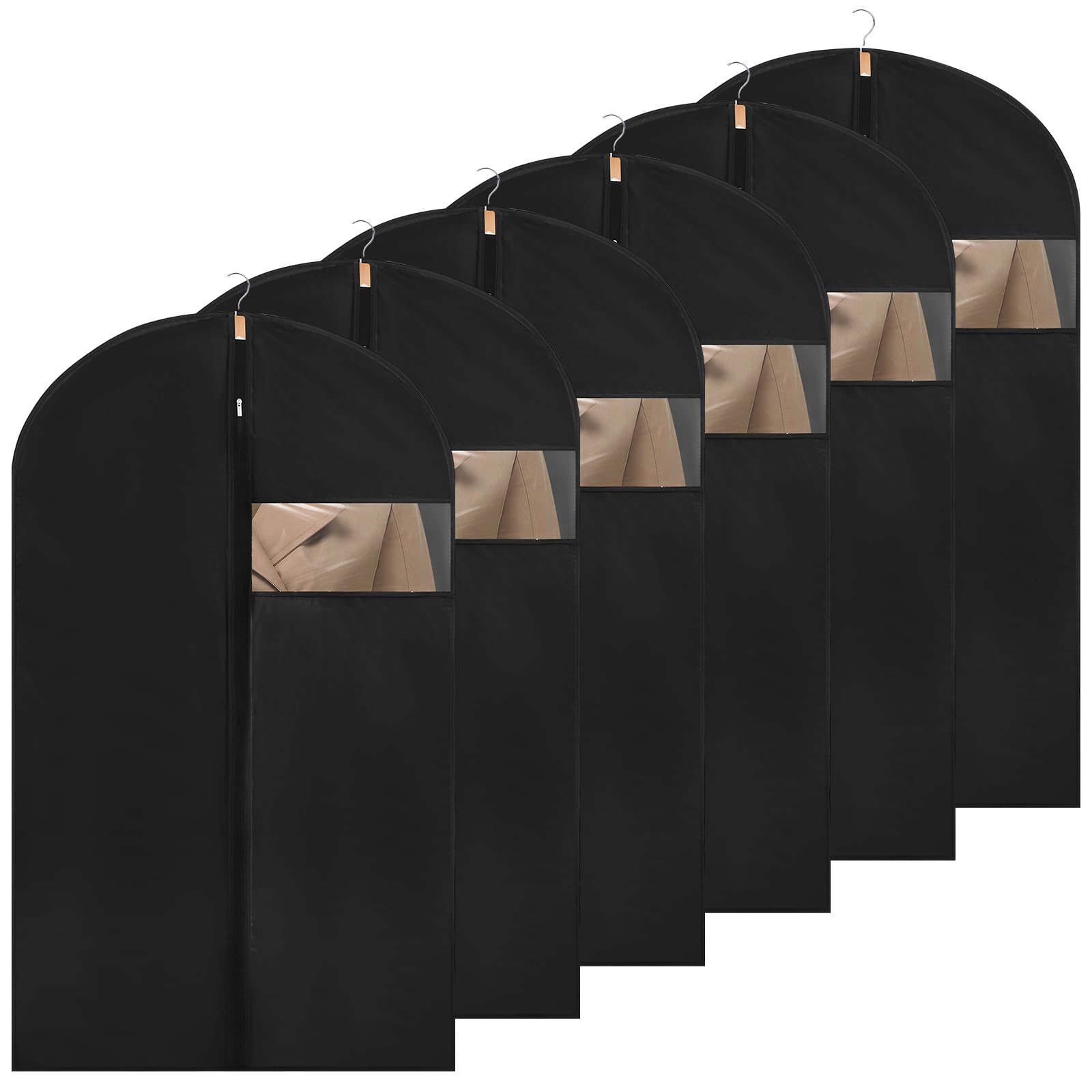 6 Pack Garment Bags 60 * 100cm, 40in PEVA Black Garment Covers, Suit Storage Bags, Used To Protect Shirts, Winter Coats, Jackets Suit Carriers
