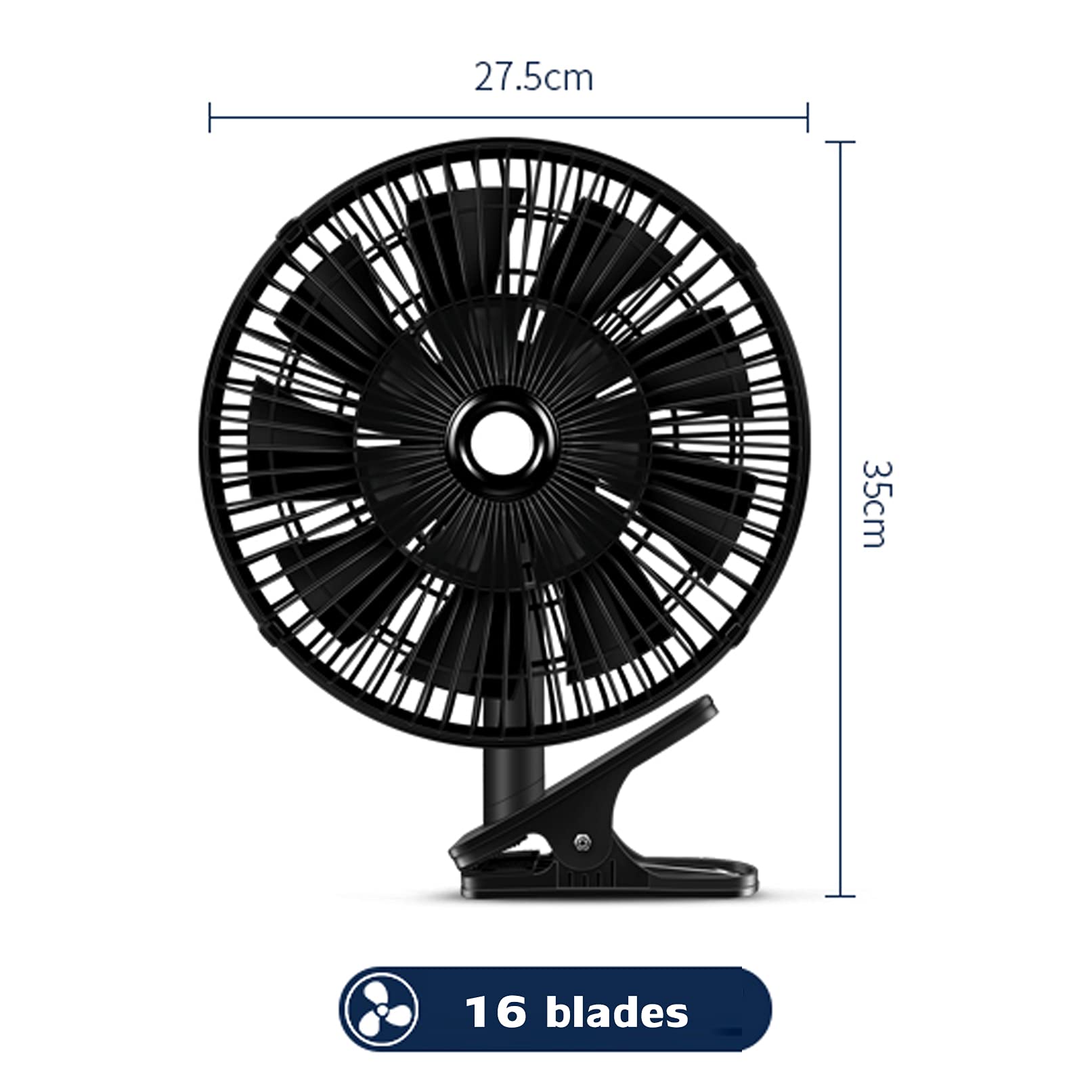 Ventilatore, 12 V / 24V, Oscillante Ventilatore per Auto, Portatile Ventilatore Potente e Silenzioso per Auto elettriche per SUV, Camper, Veicoli