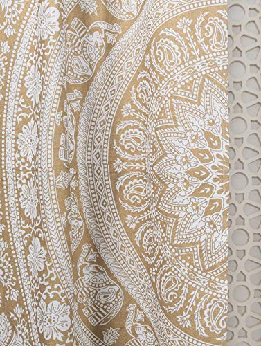 Popular Handicrafts KP1321 Indian Hippie Bohemian Beautiful Elephant Mandala Curtain Panels White Gold thumb #2