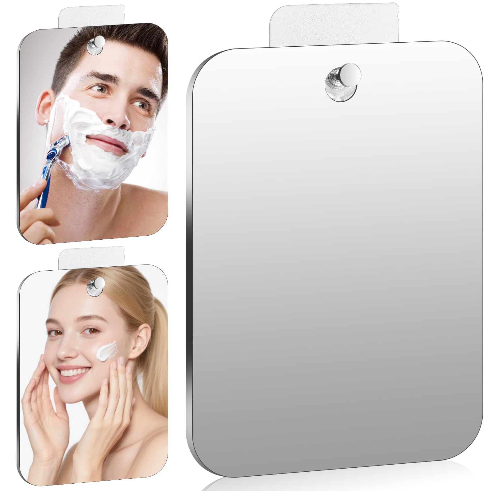 Xixuanai Girls 2 Pcs Fogless Shaving Mirror, Portable Shower Mirror With Adhesive Hooks 15 X 20Cm, Shower Mirrors For Shaving Anti Fog, Unbreakable Acrylic Hanging Mirrors For Travel Camping Makeup