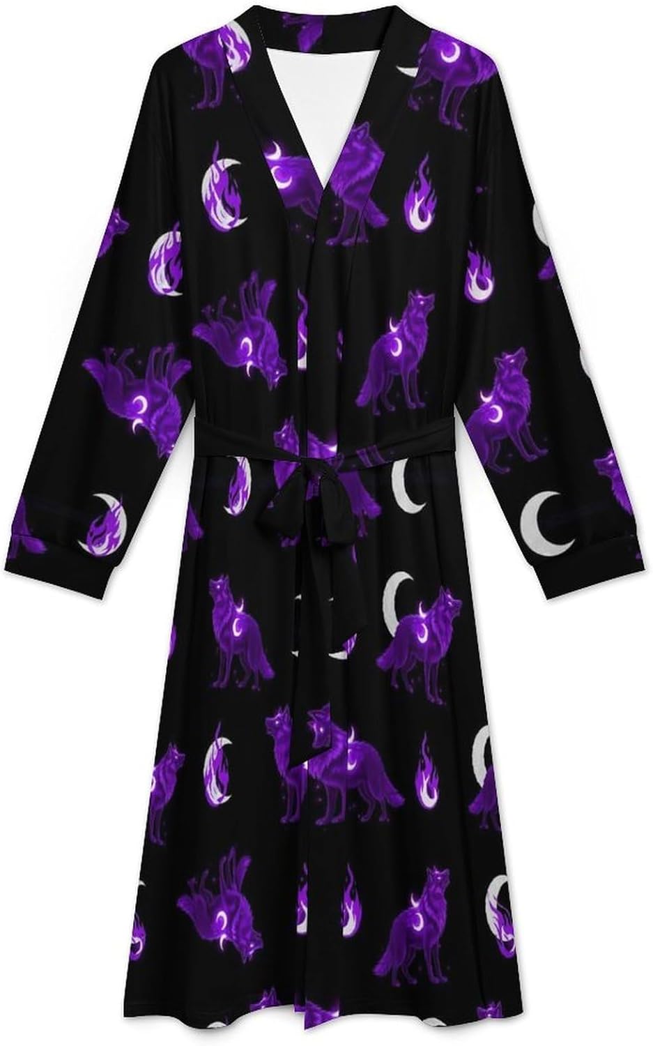 Adult Kimono Robes for Men Women, Unisex Absorbent Open Front Bathrobe with Belt, Long Sleeve Nightgown