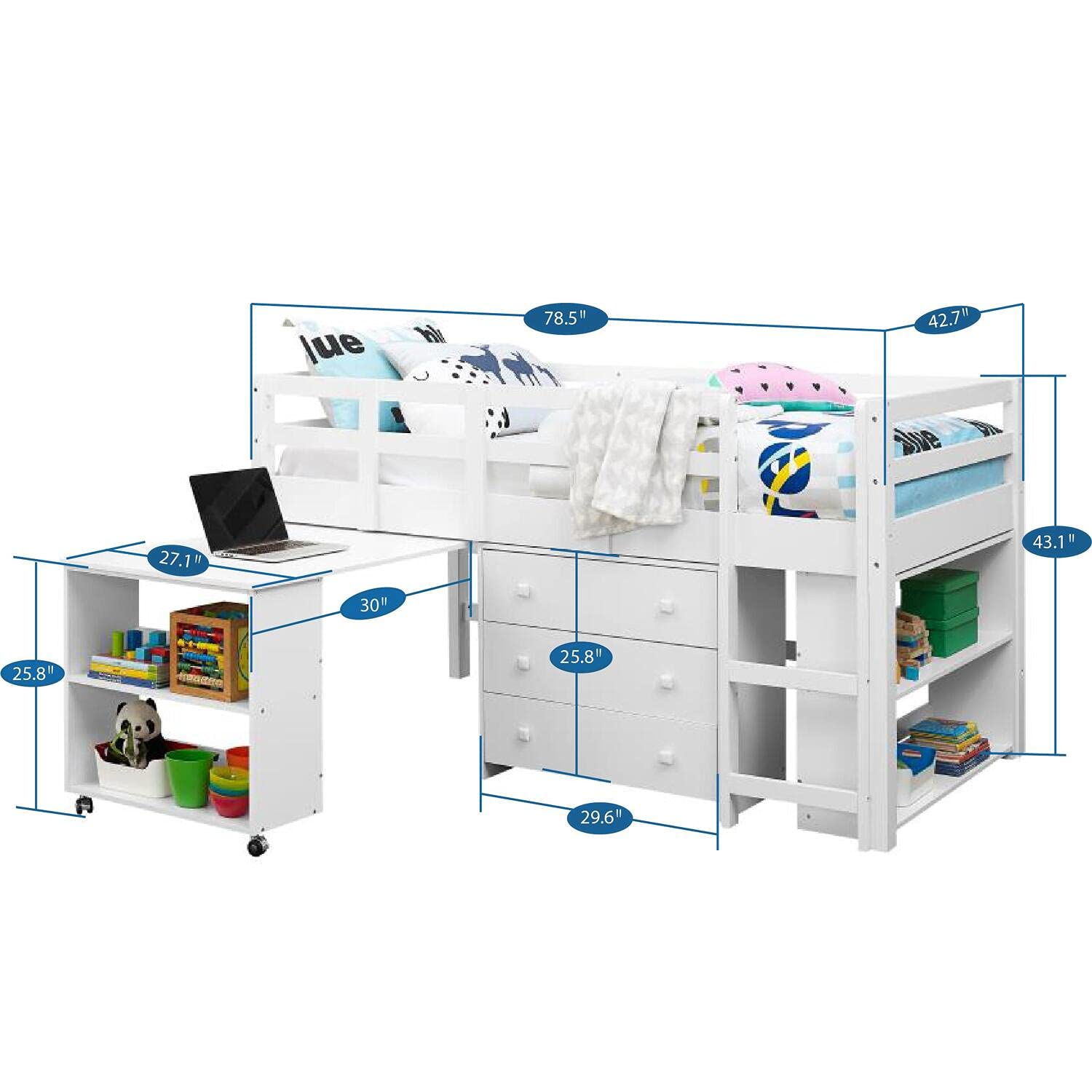 Buy Twin Size Loft Bed with Desk Low Study Kids Loft Bed with Desk and