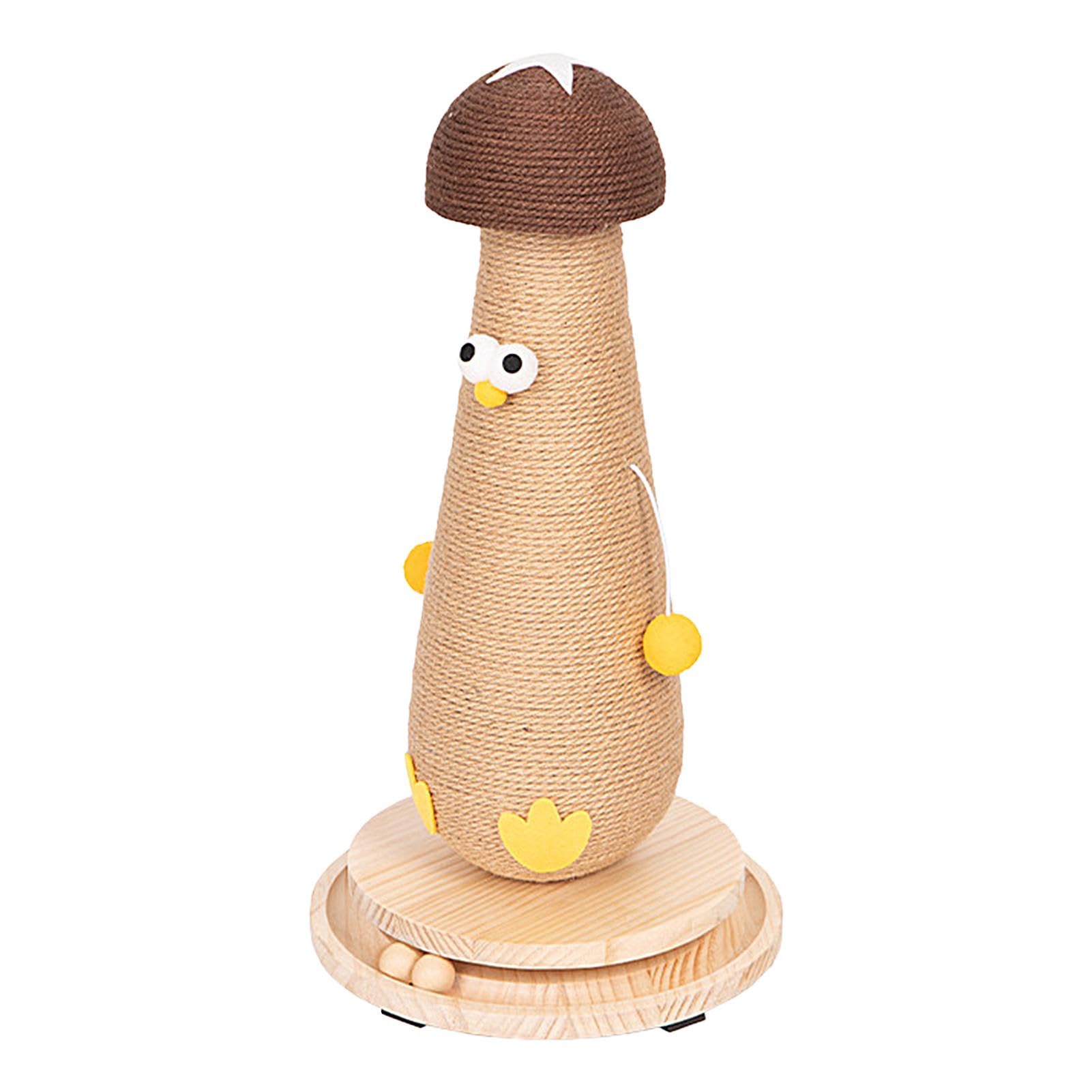 Arbre à chat aux champignons et griffoir en sisal avec poulet en peluche pour grands chats et chatons