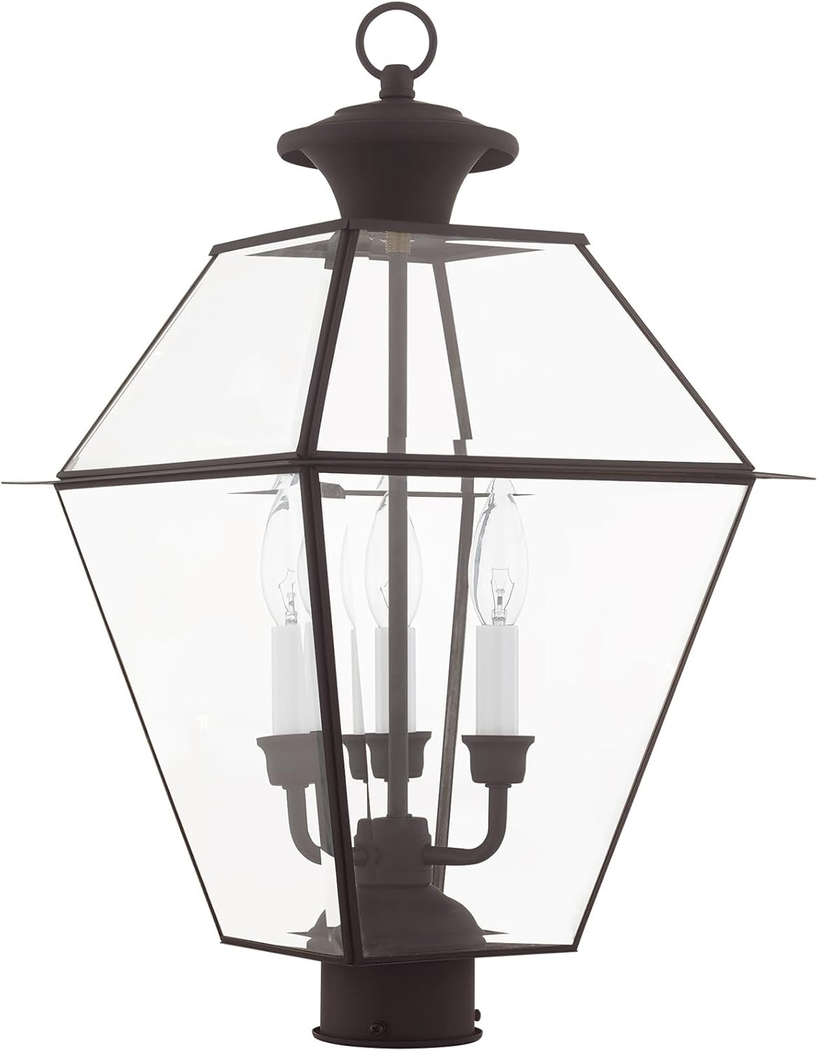 Livex Lighting Lantern 2384-07 Westover 3-Light Outdoor Post Head, Bronze, 21.50x12.00x12.00