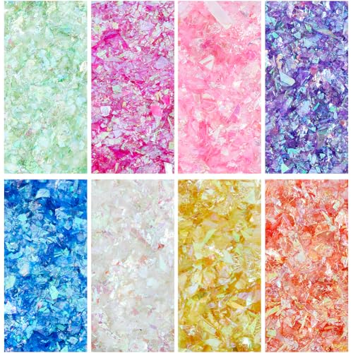 DICOSMETIC 120 g 8 couleurs en plastique pour loisirs créatifs Paillettes holographiques Chunky Paillettes Irideszent Paillettes pour slime 3D Assortiment de paillettes...
