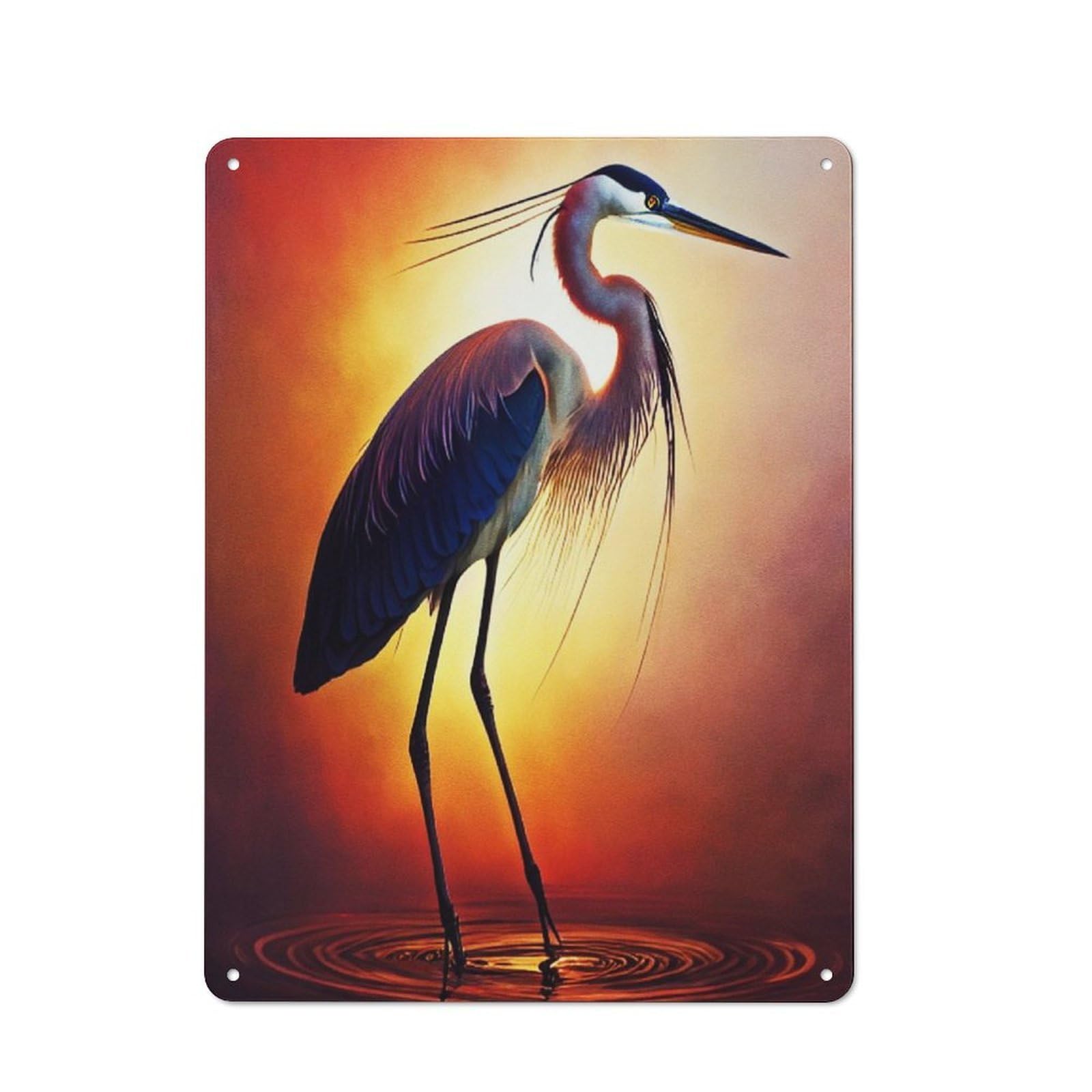 Junmoney Paint Stork Rustic Tin Sign 40X30cm For Café Or Restaurant, A Decorative Christmas Gift For Hospitality Interior Collectors