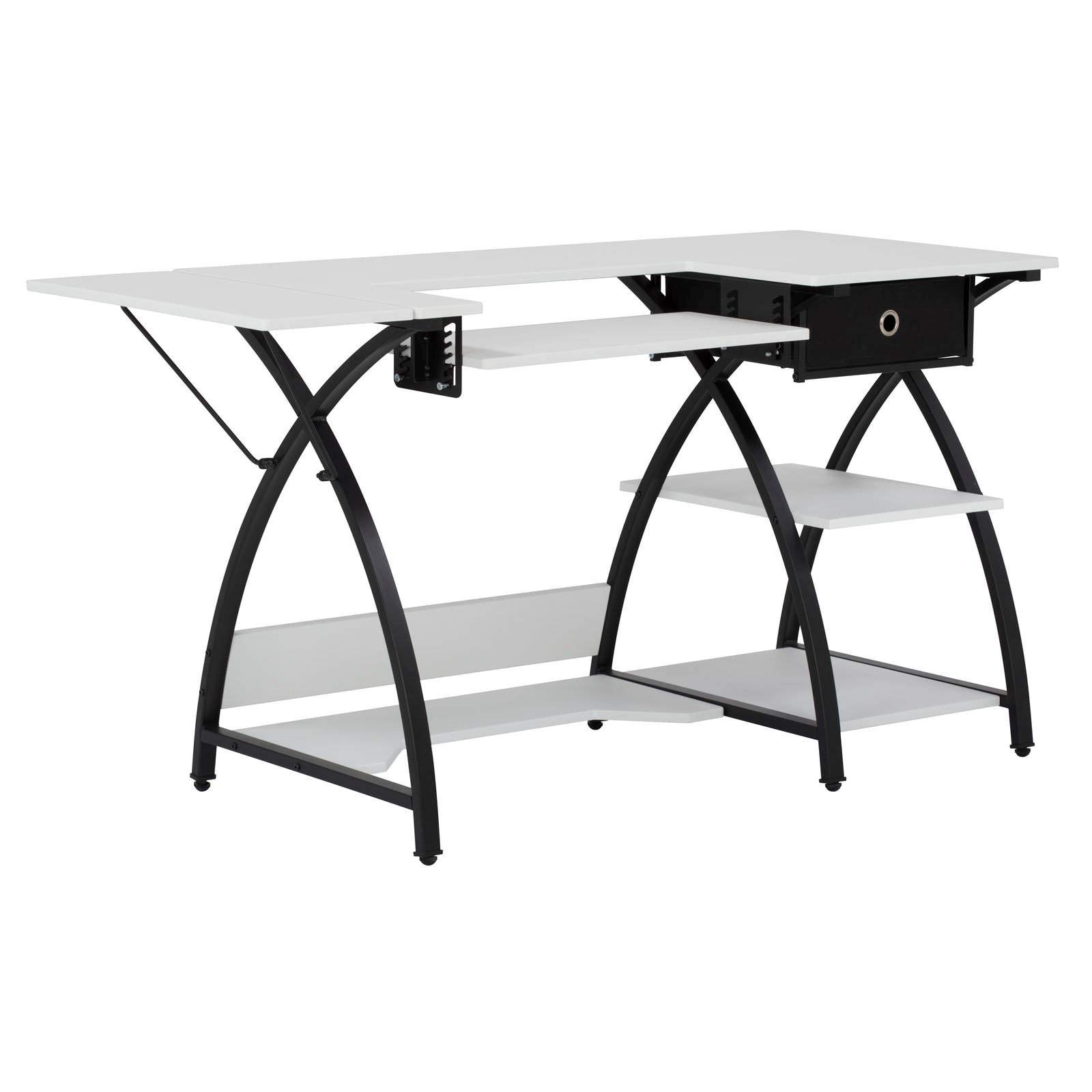 Sew Ready Comet Sewing Desk Multipurpose/Sewing Table Craft Table Sturdy Computer Desk with Drawer, 13333, Black/White — image 1