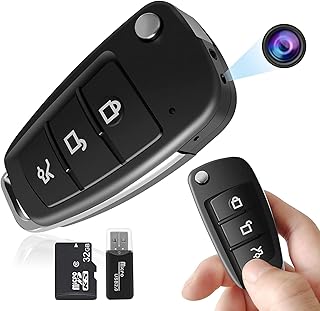 Spy Hidden Portable Mini Keychain Camera, 1080P Car Key Video Hidden Camera, HD Small Security DVR Camera with IR Night Vision, Spy Nanny Cam Mini Camera Video Recorder for Indoor and Outdoor