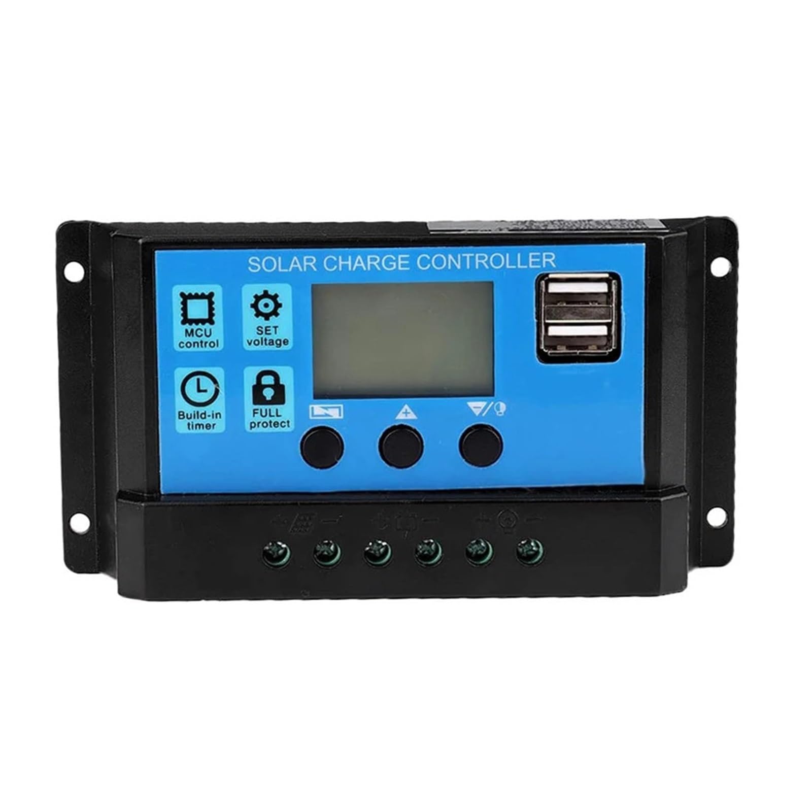 CUDTAPI Solar Charge Controller Solar Panel Controller 12V/24V Adjustable LCD Display Solar Panel Battery Regulator With USB Port(10A)