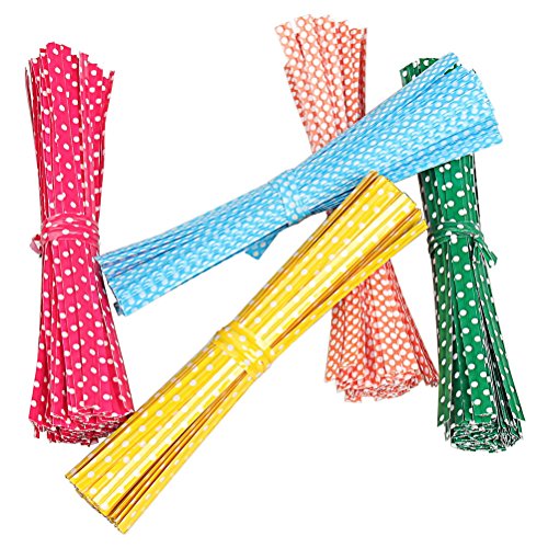 image for Pengxiaomei 500 Pcs 4 Inch Bag Twist Ties, Colorful Bread Ties Wire fo