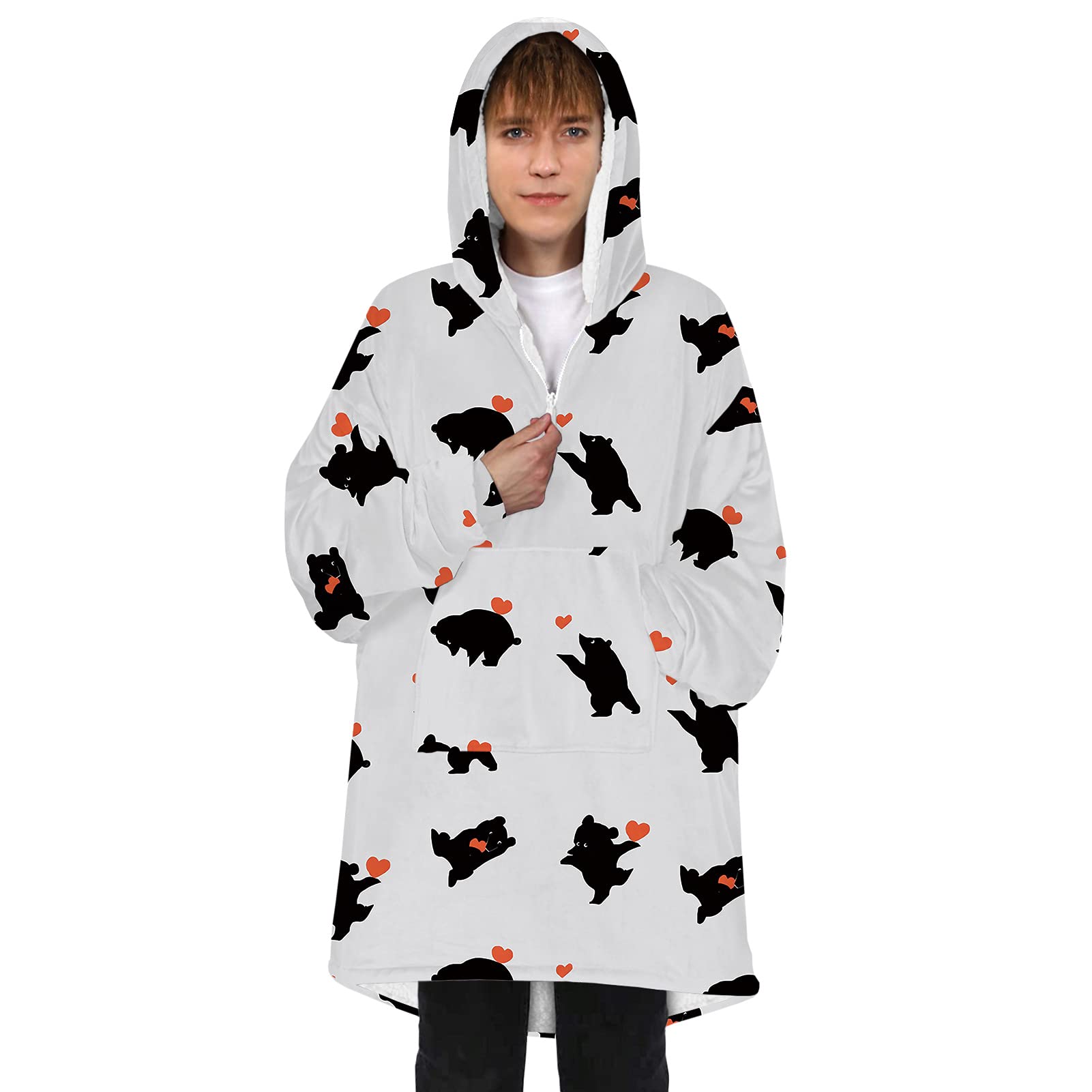 Manta Con Capucha, Manta De Gran Tamaño Con Capucha Y Mangas, Súper Cálida Y Acogedora Manta Para Adultos, Manta Con Capucha Usable Con Bolsillo Frontal Y Cremallera