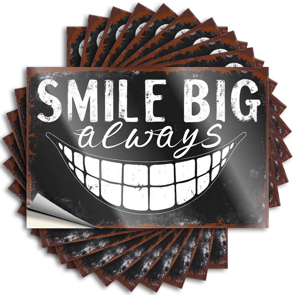 Stickers Work Custom Stickers, Hard Waterproof Smile Big Always. for Hydro Flask | Plastic Vinyl Decals for Comfort Holiday Gift(12X18CM)