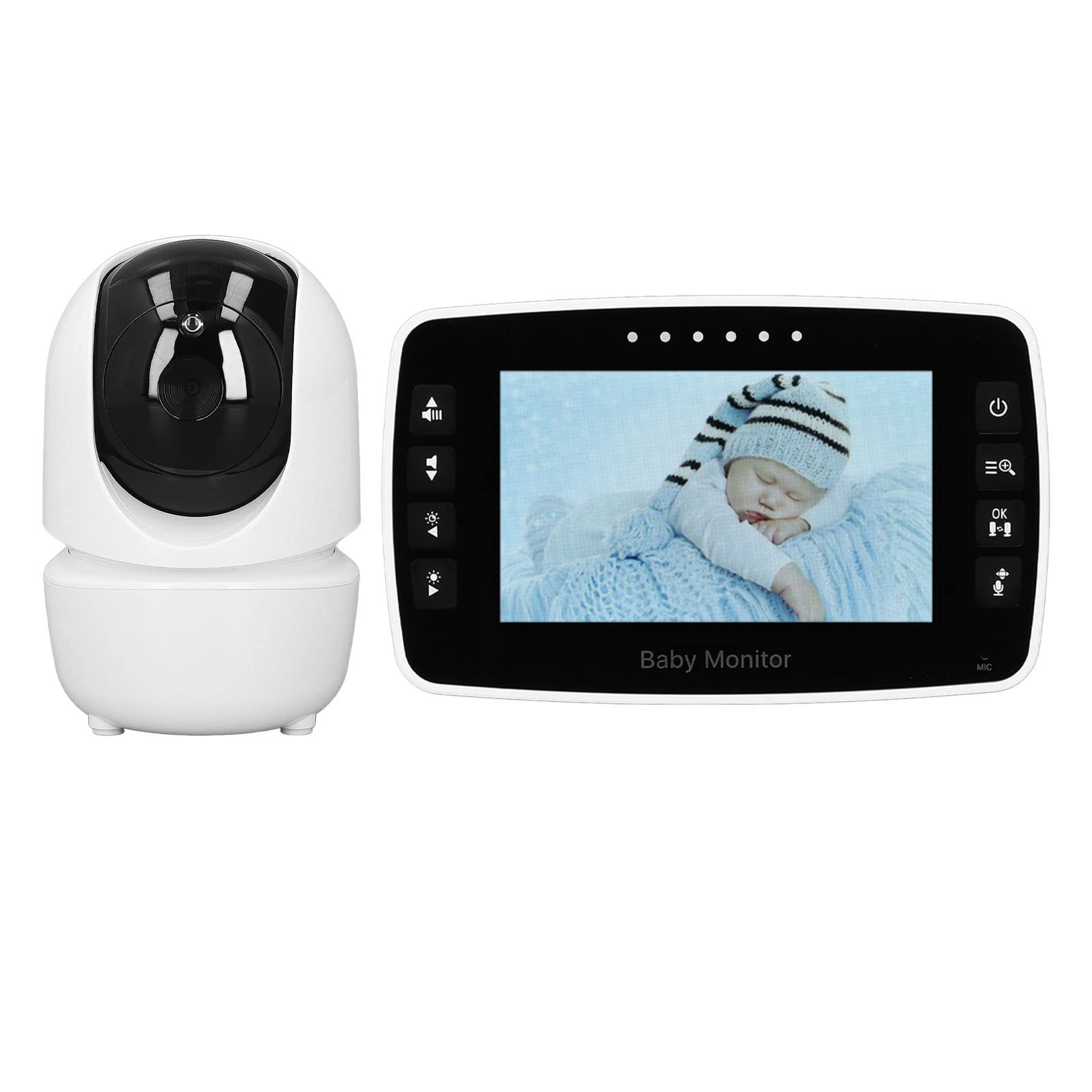 Monitor de bebé, Pantalla Inalámbrica de 4.3 Pulgadas con Cámara de Visión Nocturna, Función de Zoom de 2X, para la Pantalla Ambiente de la Temperatura del bebé (EU Enchufe