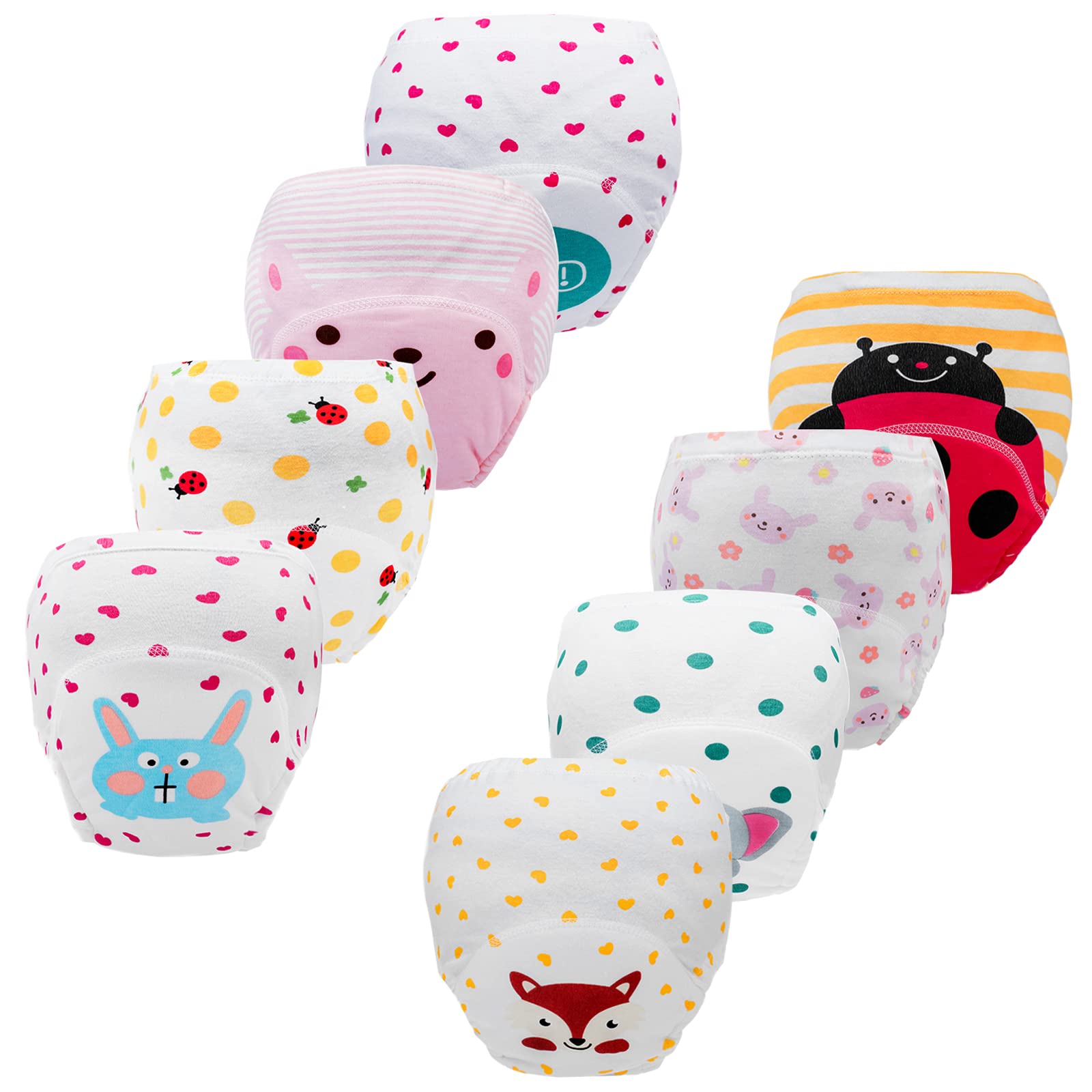 JackLoveBriefs Culotte Apprentissage propreté Fille Garçon Culotte d Apprentissage Lot de 8 （2-3 Ans Taille 90, Couleur ：Multicolore）