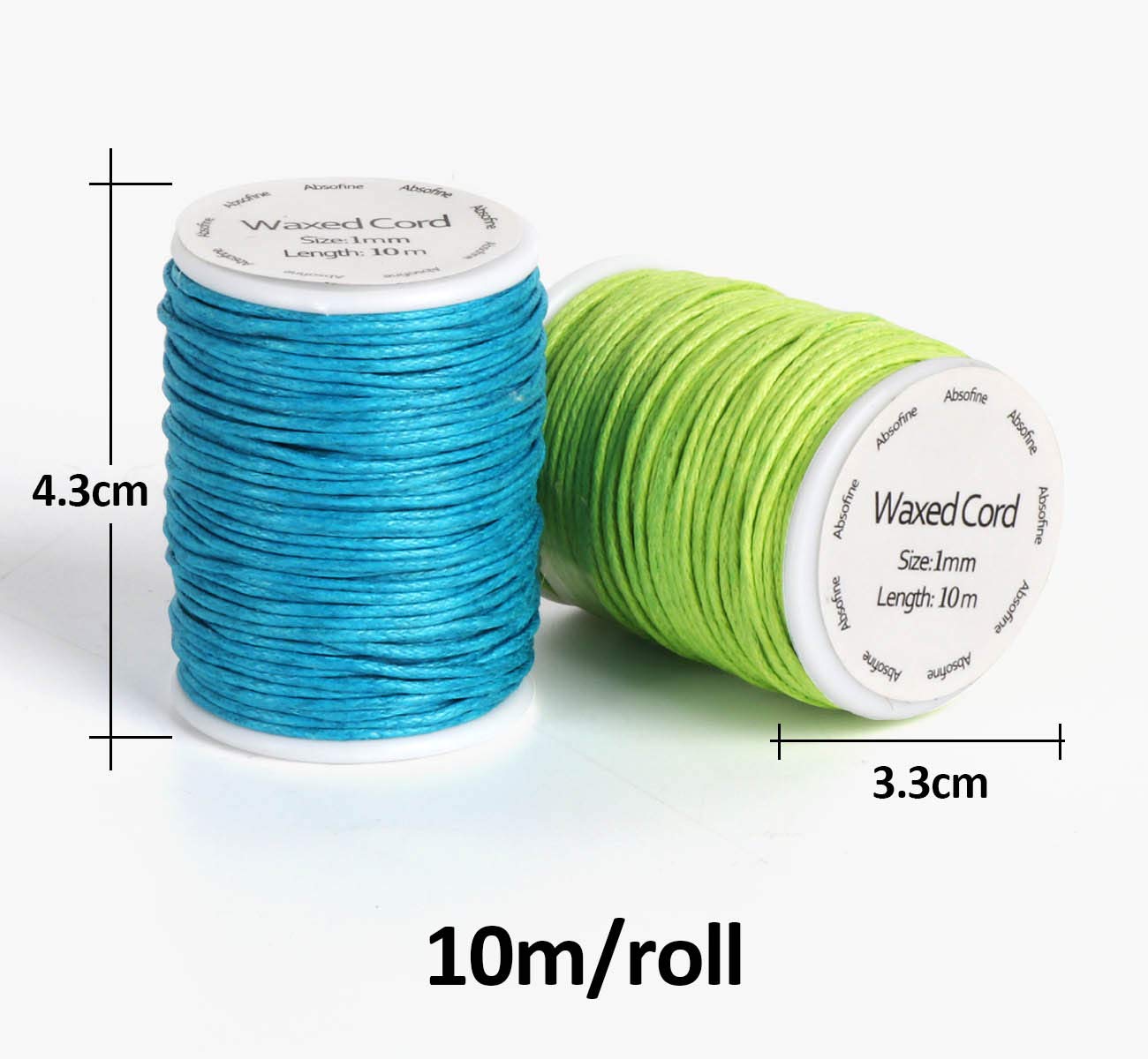 Image secondaire de Lemonfilter - Lot de 12 rouleaux de cordon en coton ciré - Longueur :10 mètres - Diamètre : 1 mm - Pour la fabrication de bijoux